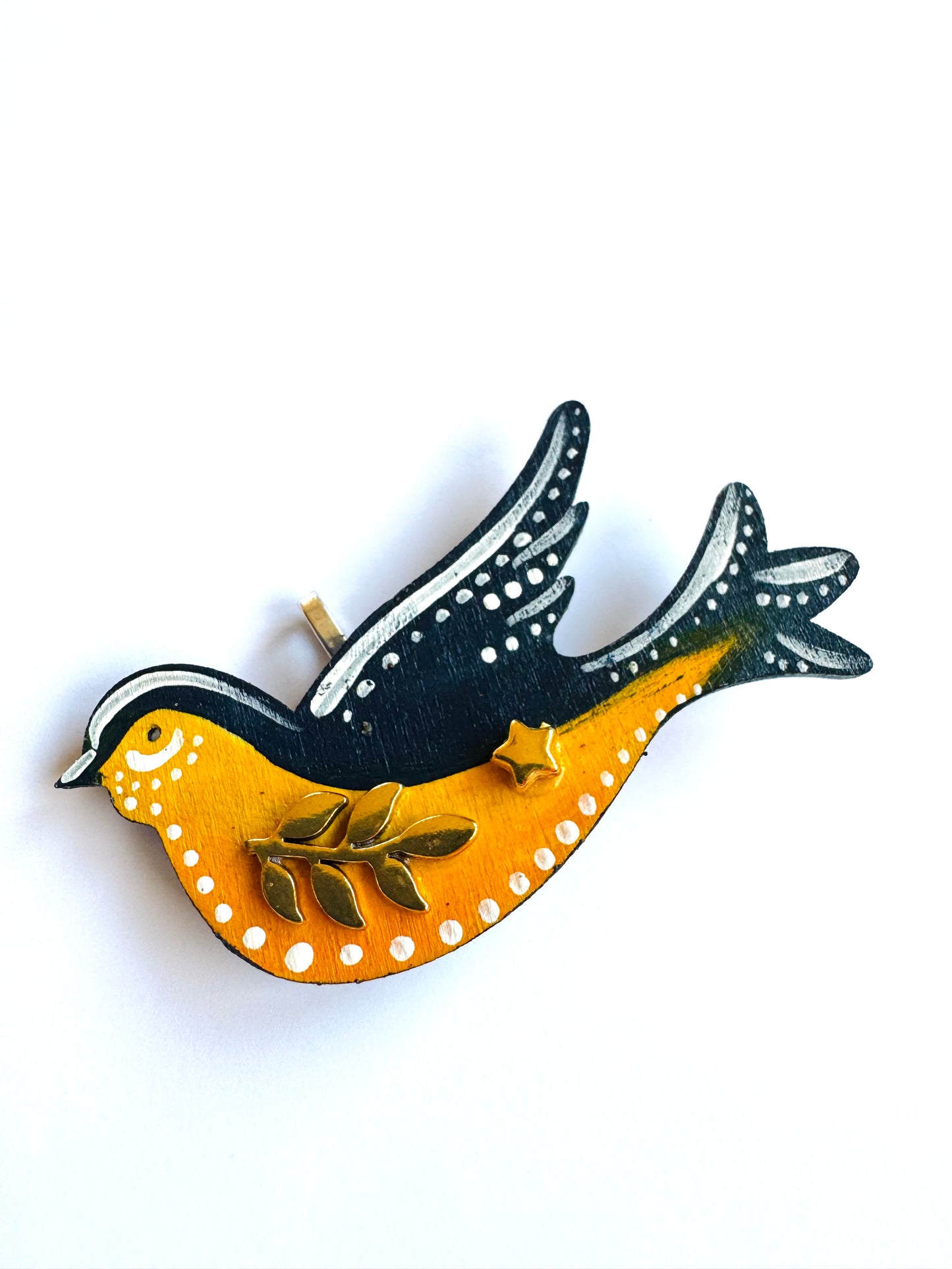 Hand-painted wooden 2 in 1 bird brooch/pendant (Springcollection) / Kézzel festett mini fa 2 az 1-ben madárka bross/medál
