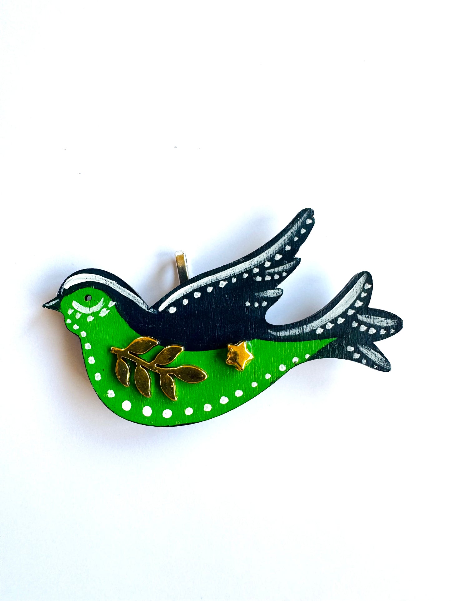 Hand-painted wooden 2 in 1 bird brooch/pendant (Springcollection) / Kézzel festett mini fa 2 az 1-ben madárka bross/medál