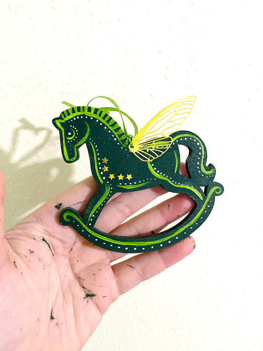 Hand-painted WINGED hintaló függő dísz / Kézzel festett szárnyas hintaló dísz