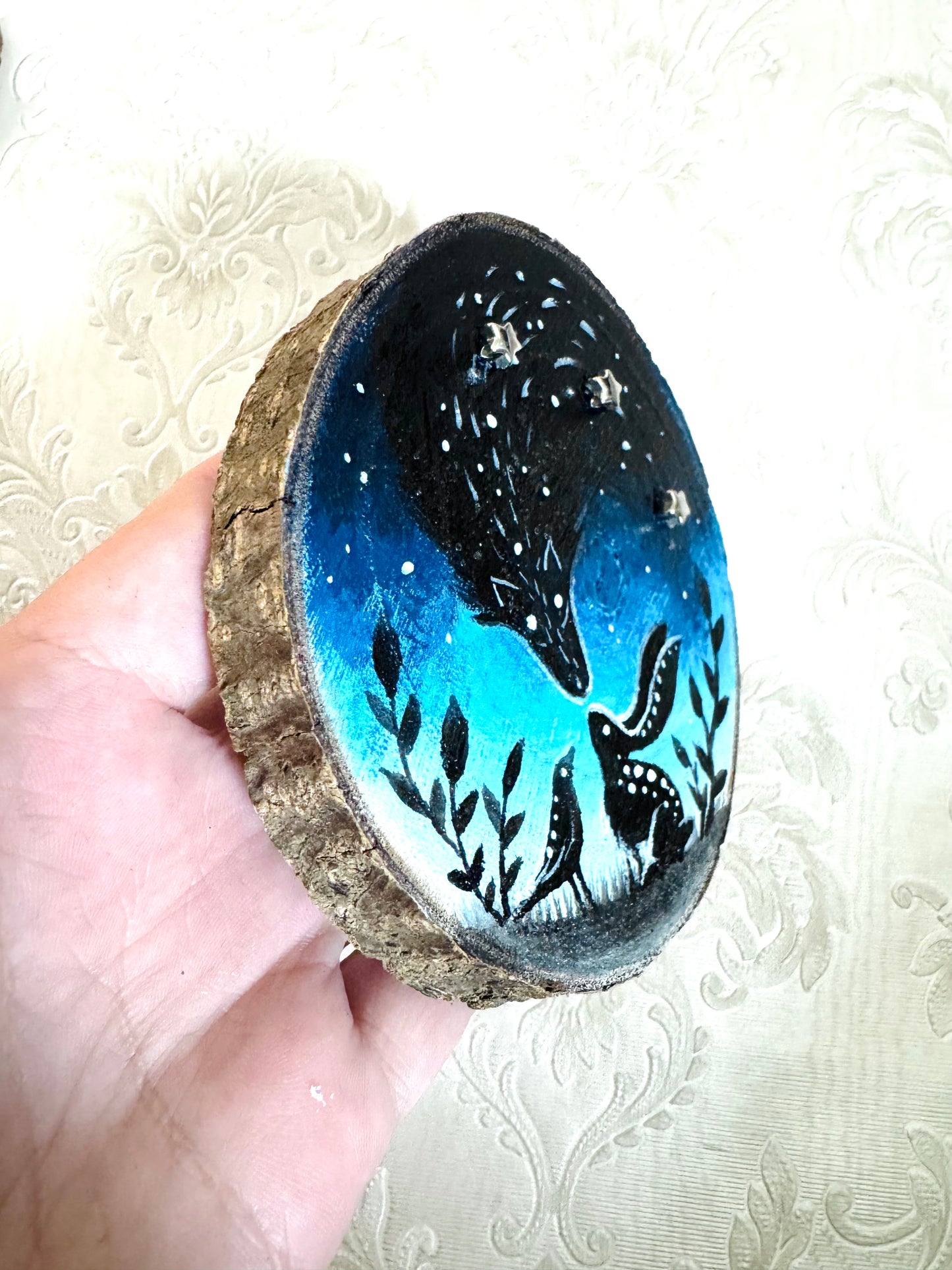 Hand-painted mini wood slice MAGNET / Kézzel festett mini fakorong mágnes