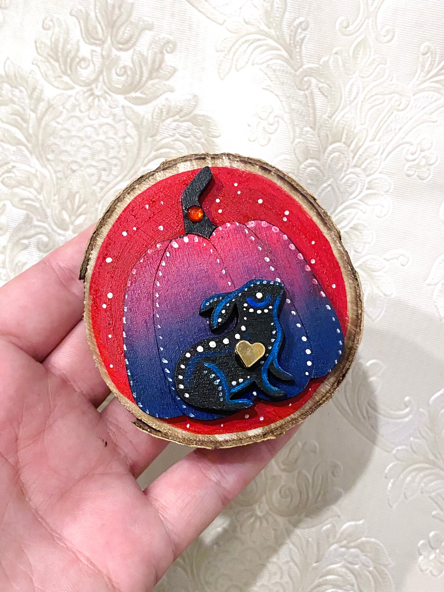 Hand-painted mini wood slice MAGNET / Kézzel festett mini fakorong mágnes