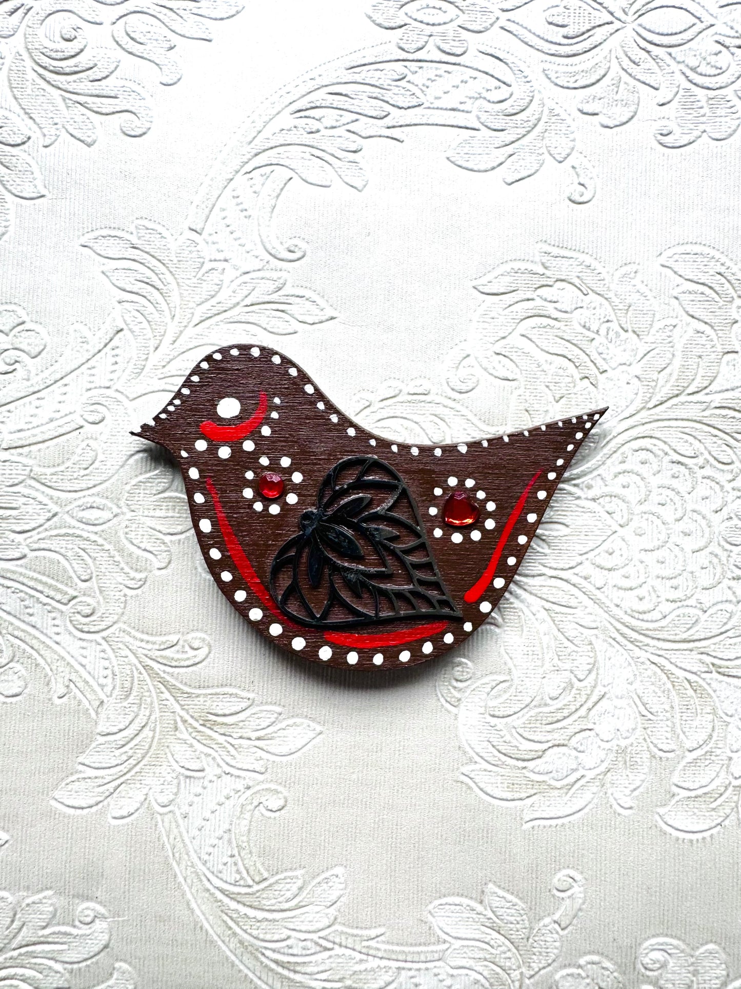 Hand-painted “gingerbread” bird magnet / Kézzel festett “mézeskalács” madárka mágnes
