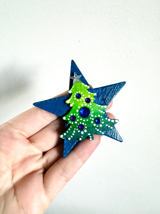 Hand-painted Christmas star magnet / Kézzel festett karácsonyi csillag mágnes