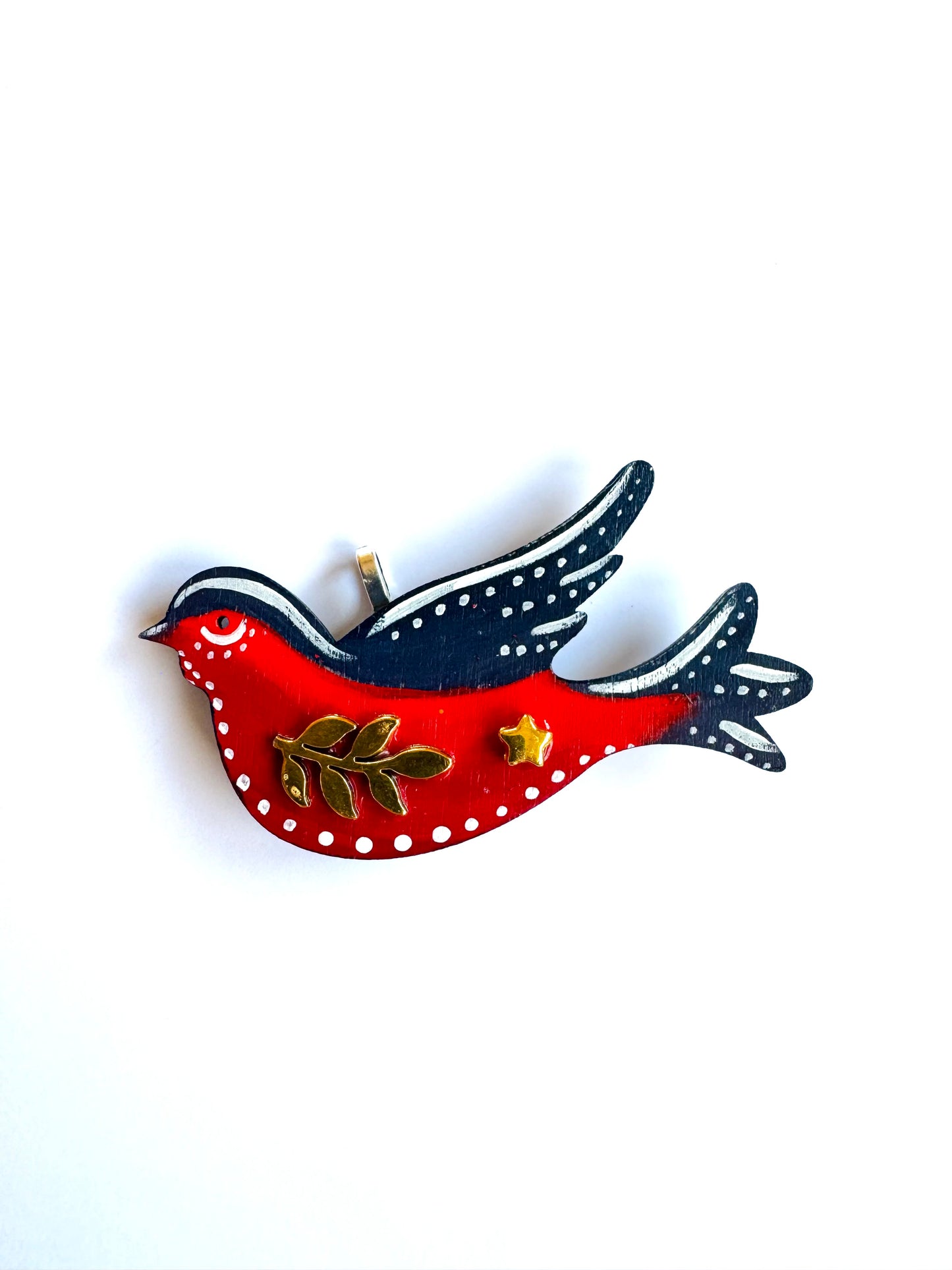 Hand-painted wooden 2 in 1 bird brooch/pendant (Springcollection) / Kézzel festett mini fa 2 az 1-ben madárka bross/medál