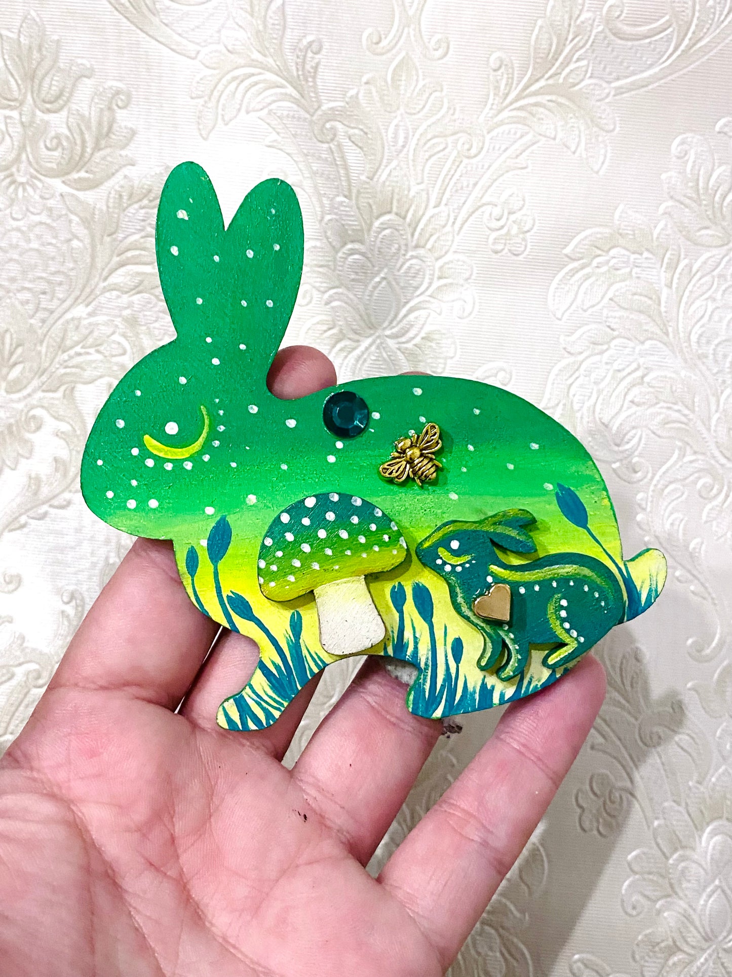 Hand-painted rabbit MAGNET / Kézzel festett nyuszi mágnes