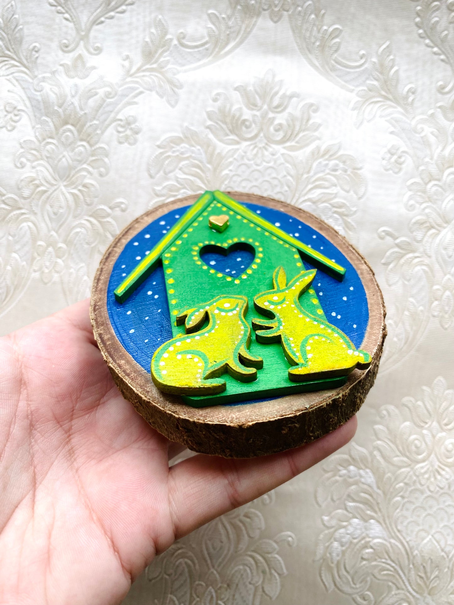 Hand-painted mini wood slice MAGNET / Kézzel festett mini fakorong mágnes