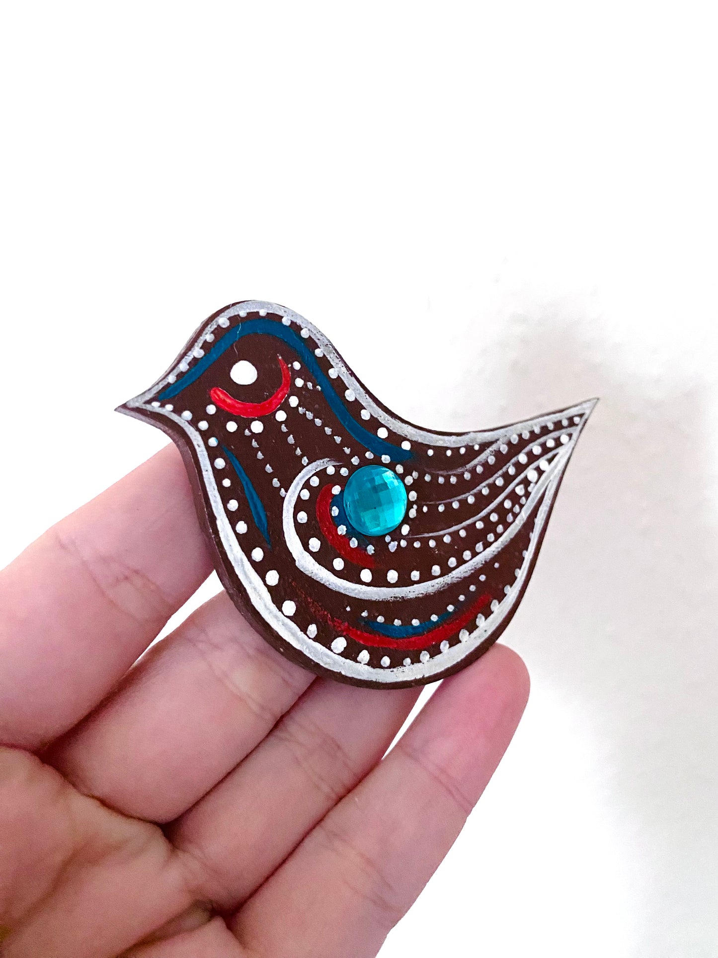 Hand-painted “gingerbread” bird magnet / Kézzel festett “mézeskalács” madárka mágnes