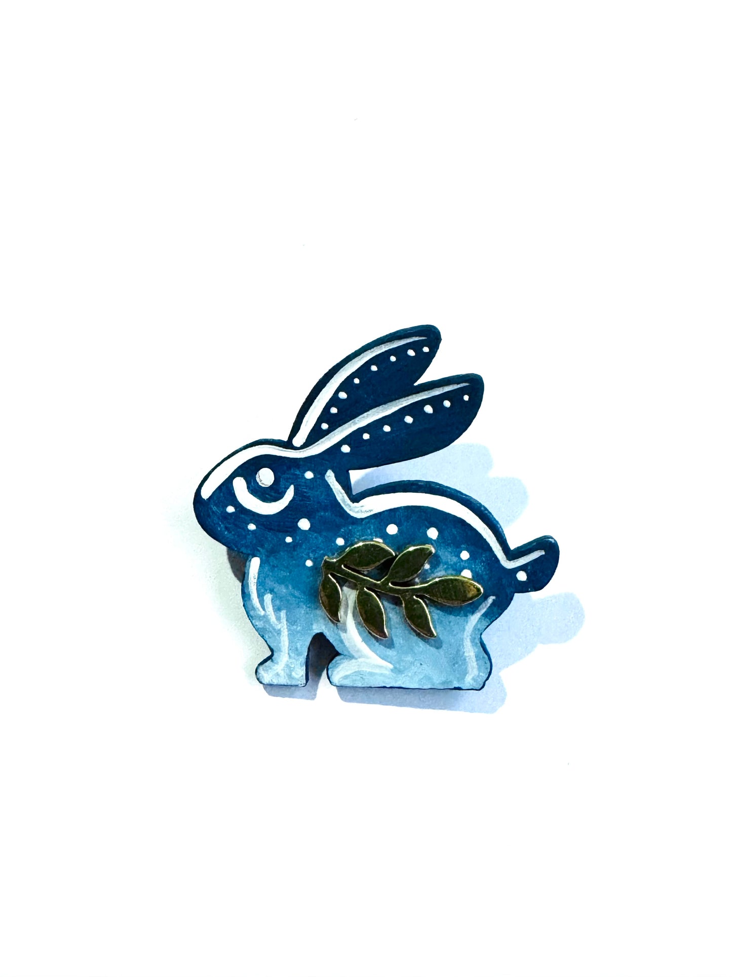 Hand-painted wooden mini rabbit brooch (Springcollection) / Kézzel festett mini fa nyuszi bross