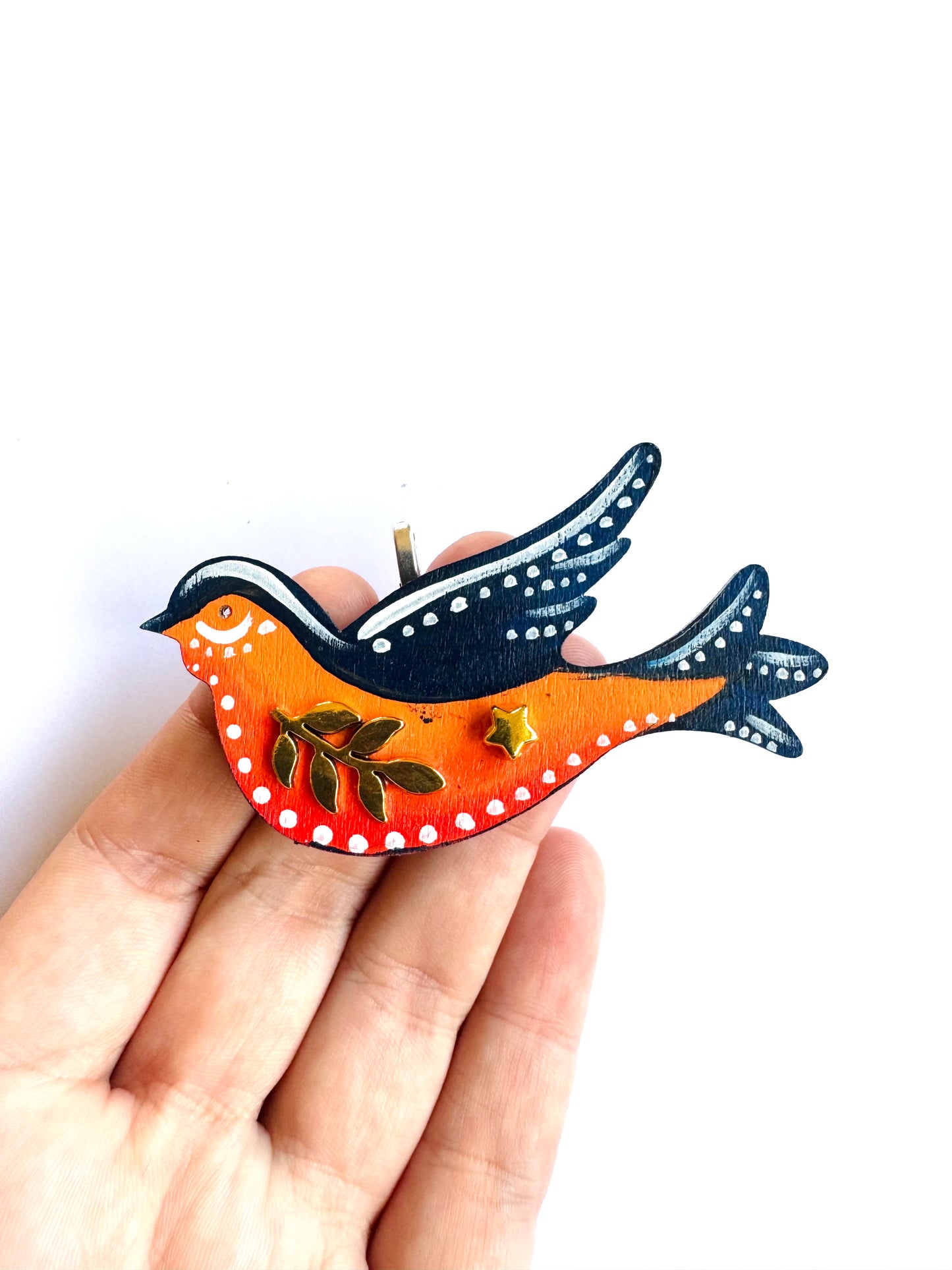 Hand-painted wooden 2 in 1 bird brooch/pendant (Springcollection) / Kézzel festett mini fa 2 az 1-ben madárka bross/medál