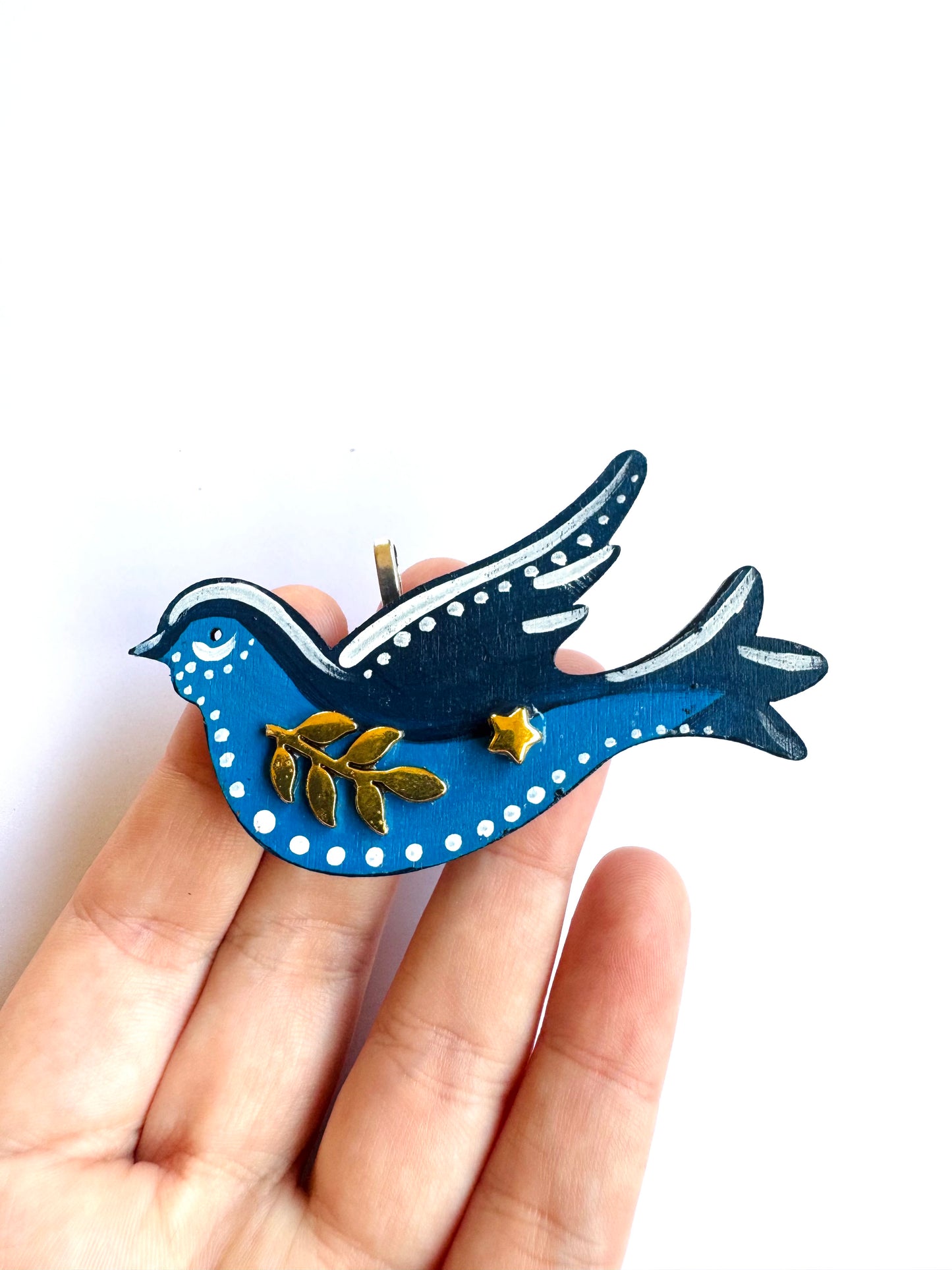 Hand-painted wooden 2 in 1 bird brooch/pendant (Springcollection) / Kézzel festett mini fa 2 az 1-ben madárka bross/medál