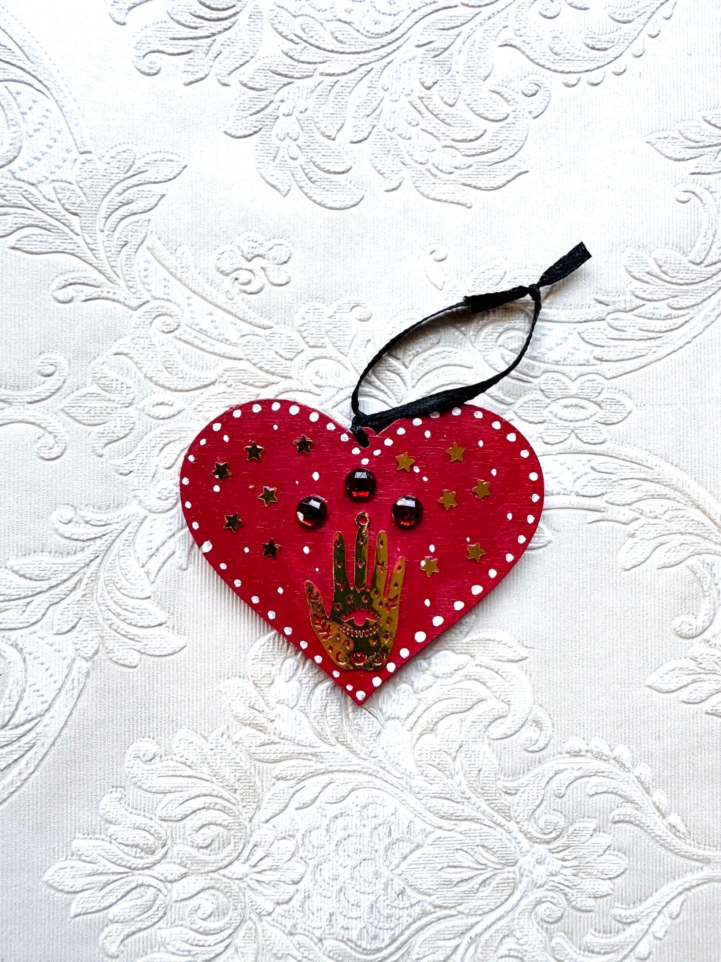 Hand-painted Christmas heart ornament / Kézzel festett karácsonyi szívecske dísz