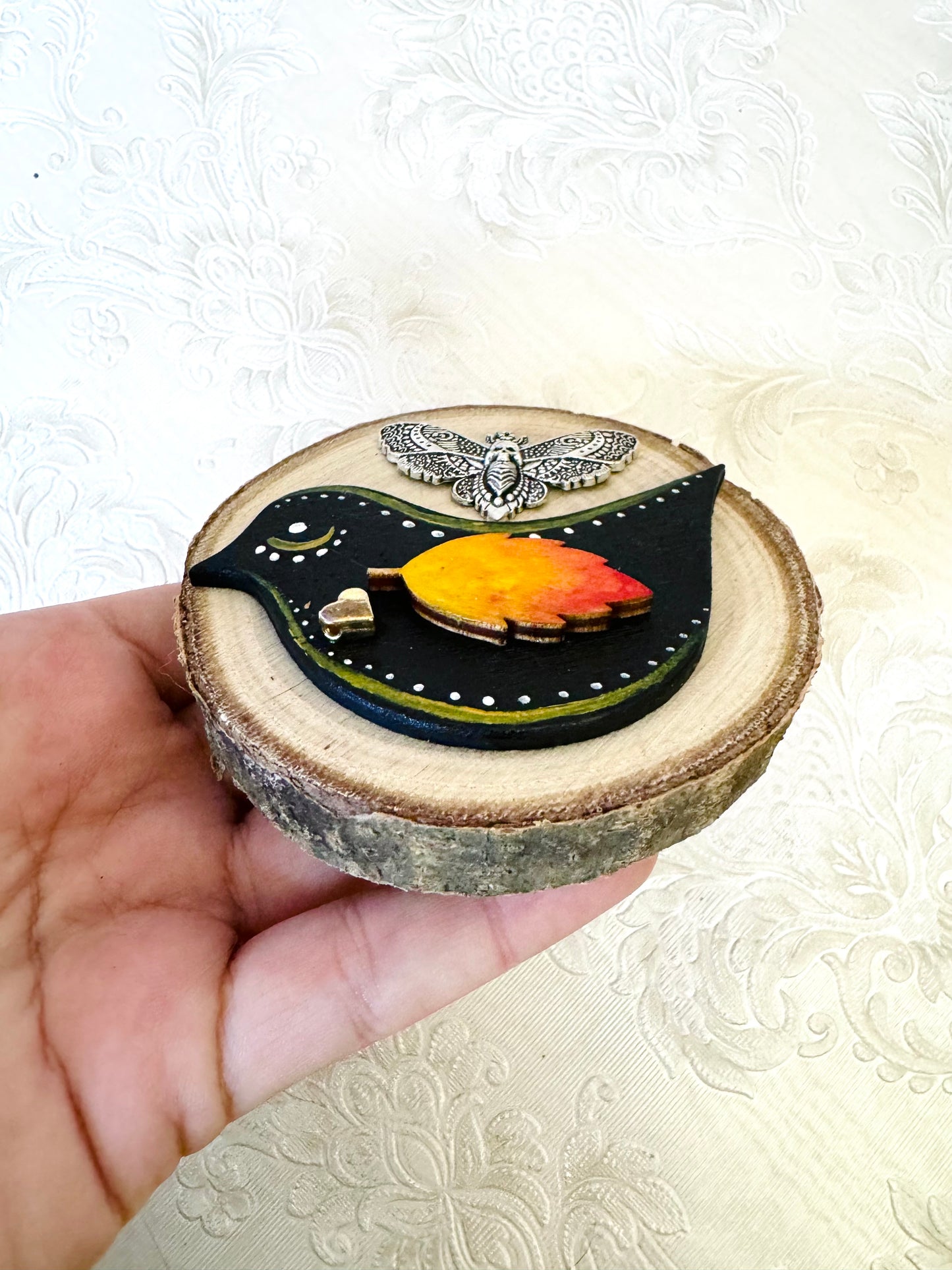 Hand-painted mini wood slice MAGNET / Kézzel festett mini fakorong mágnes