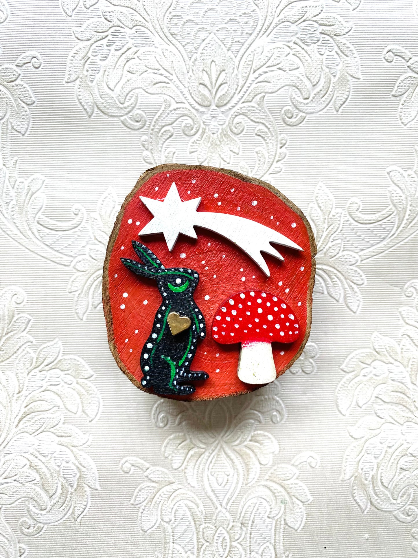 Hand-painted mini wood slice MAGNET / Kézzel festett mini fakorong mágnes