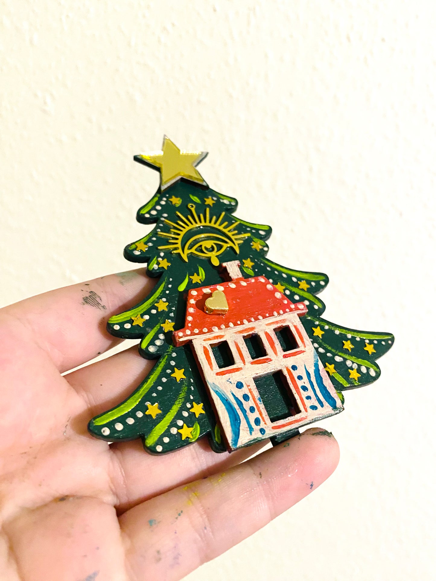 Handbemalter Weihnachtsbaummagnet / Kézzel festett karácsonyfa mágnes
