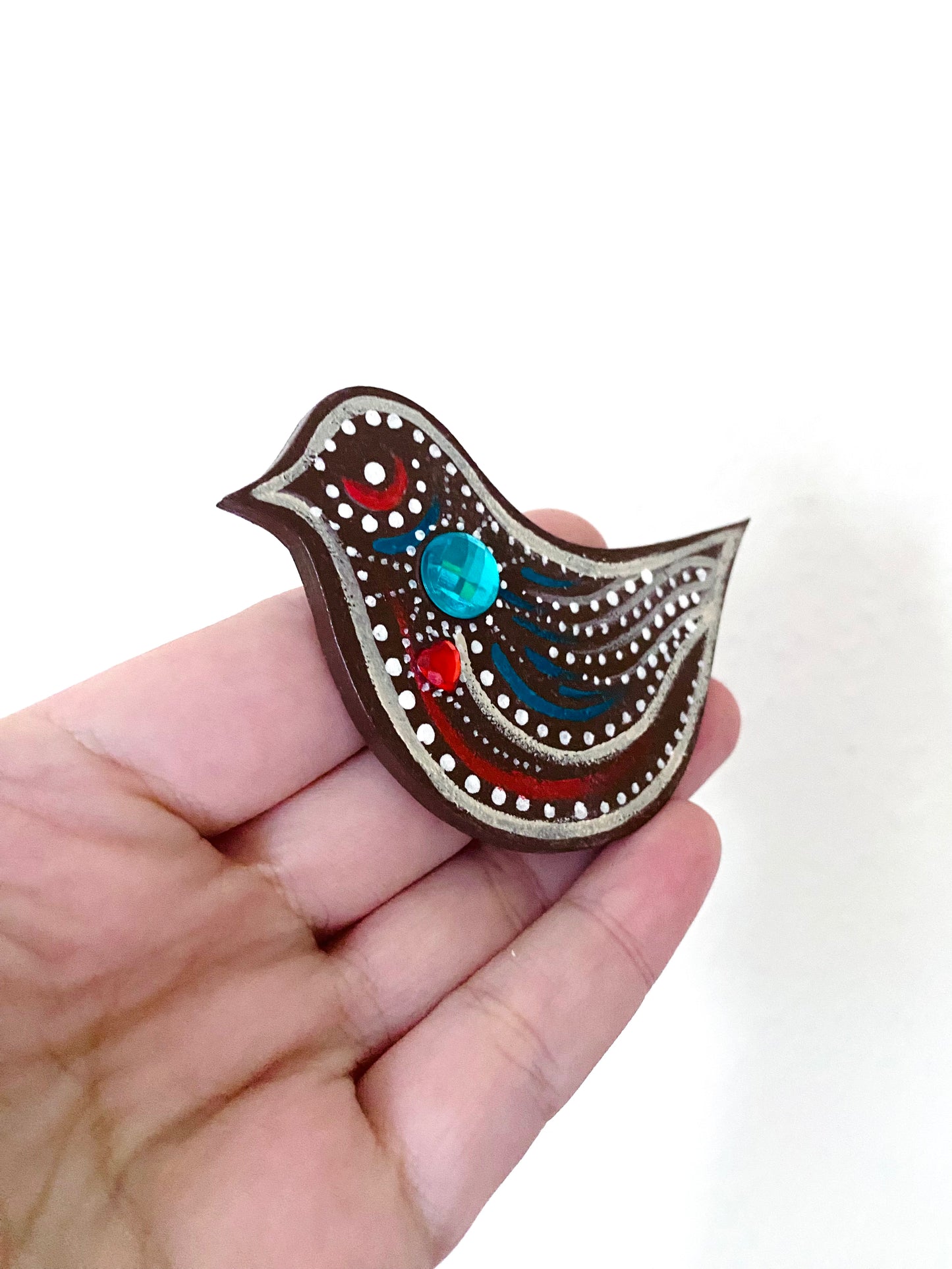 Hand-painted “gingerbread” bird magnet / Kézzel festett “mézeskalács” madárka mágnes