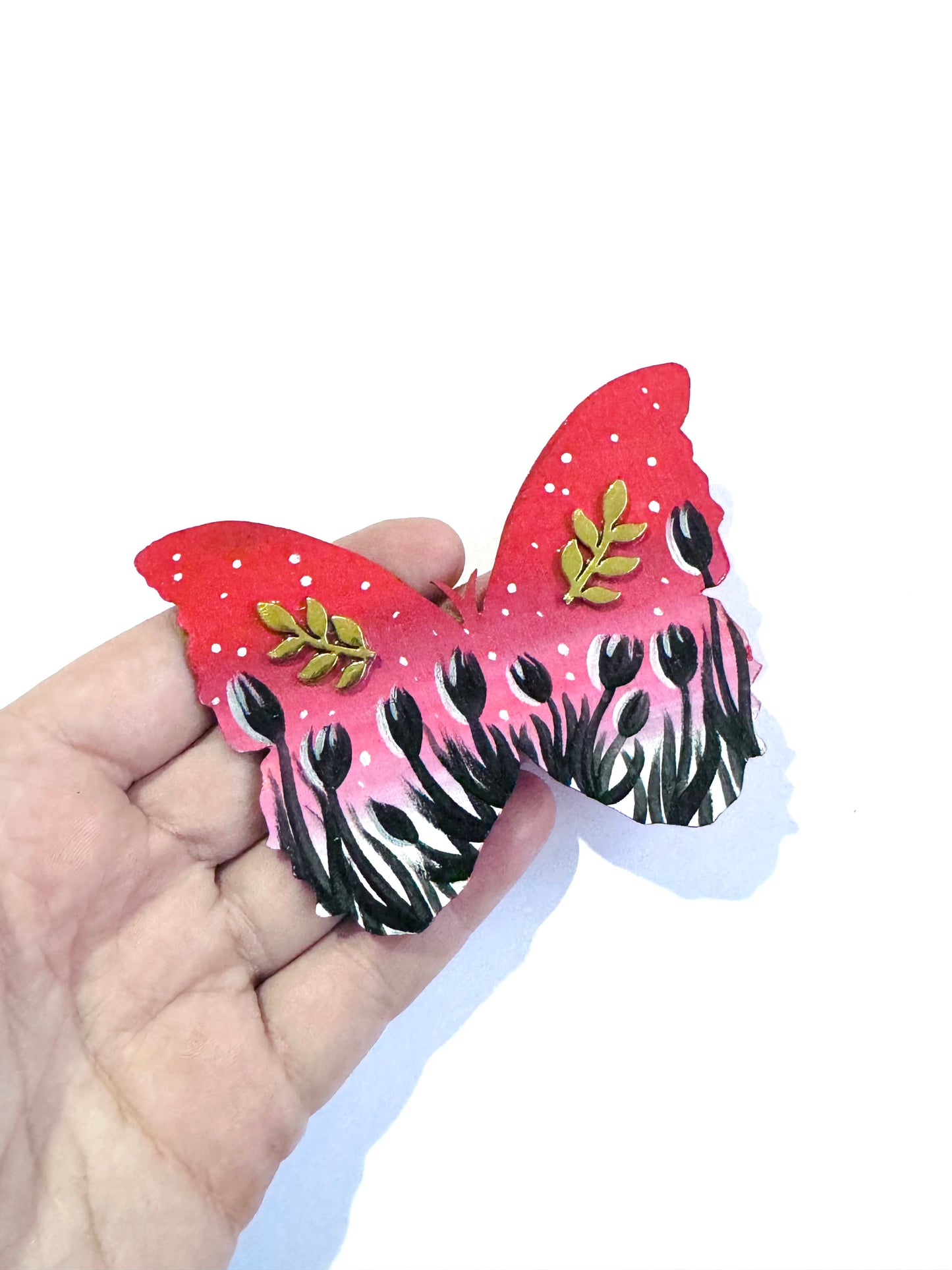 Hand-painted wooden butterfly brooch (Springcollection) / Kézzel festett fa pillangó bross