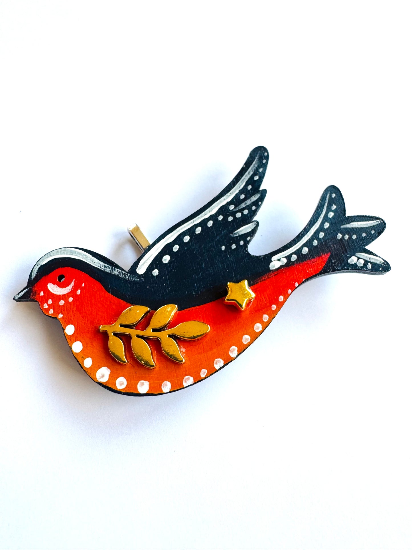 Hand-painted wooden 2 in 1 bird brooch/pendant (Springcollection) / Kézzel festett mini fa 2 az 1-ben madárka bross/medál