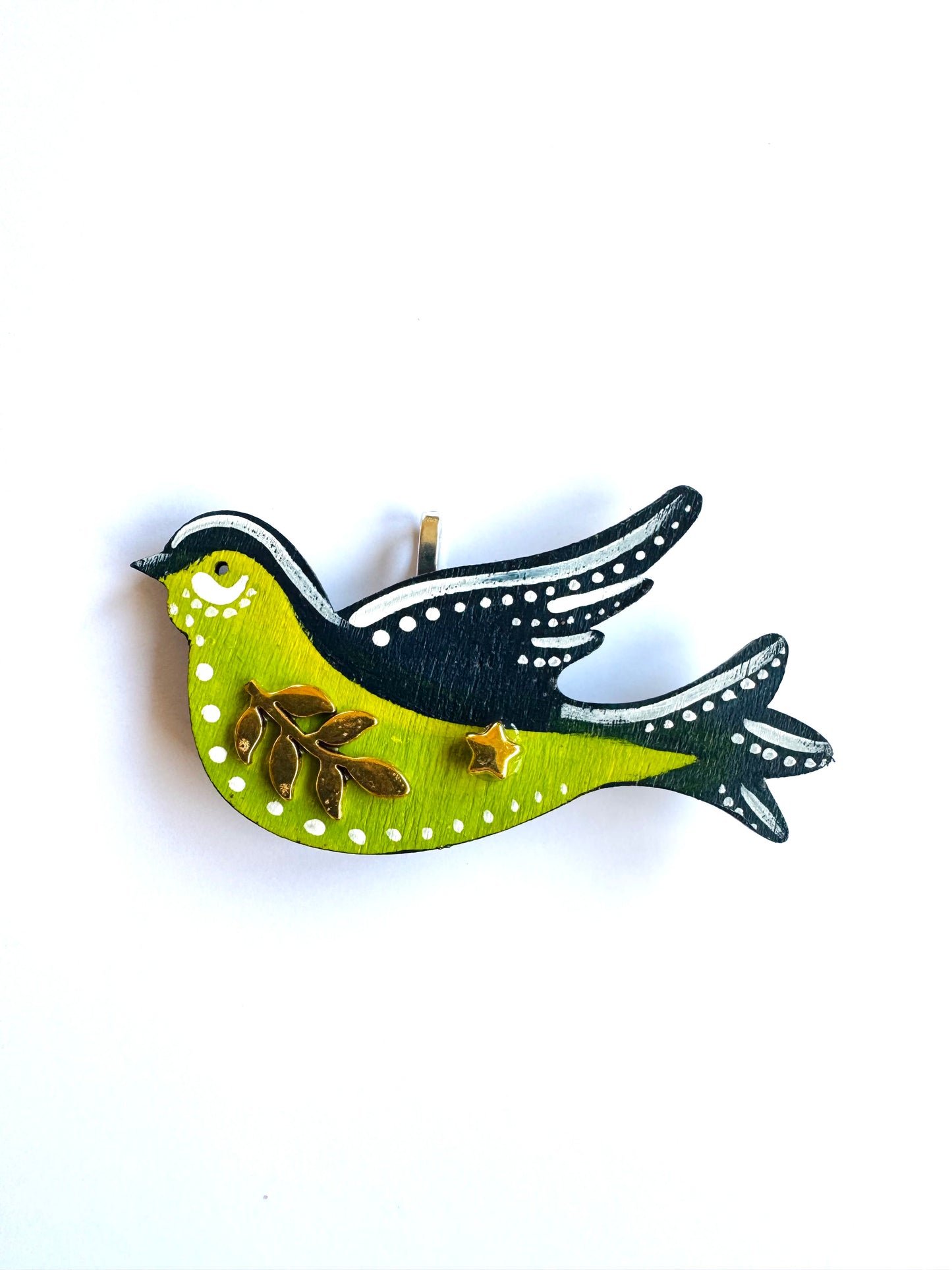 Hand-painted wooden 2 in 1 bird brooch/pendant (Springcollection) / Kézzel festett mini fa 2 az 1-ben madárka bross/medál