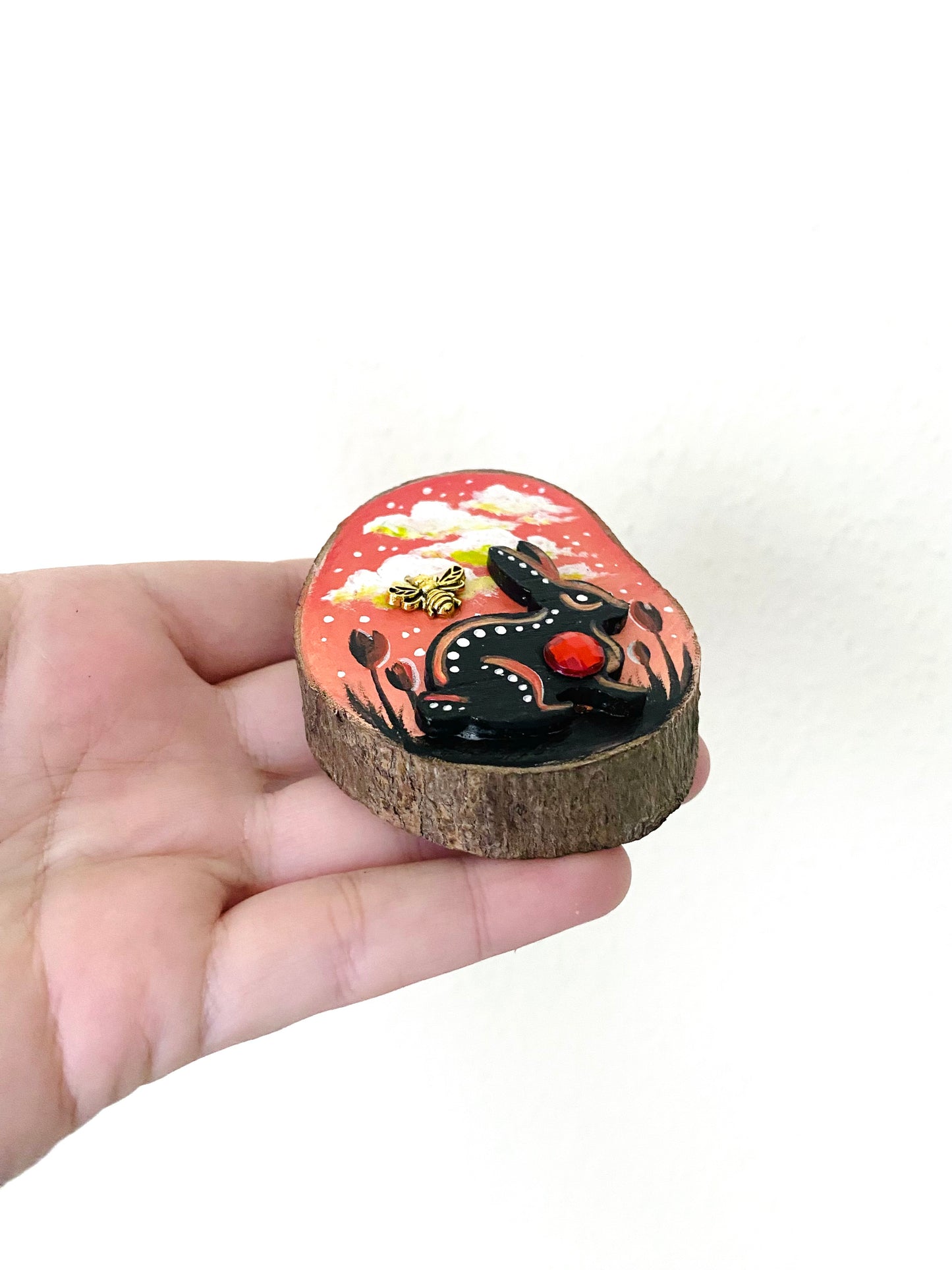 Hand-painted mini wood slice MAGNET / Kézzel festett mini fakorong mágnes