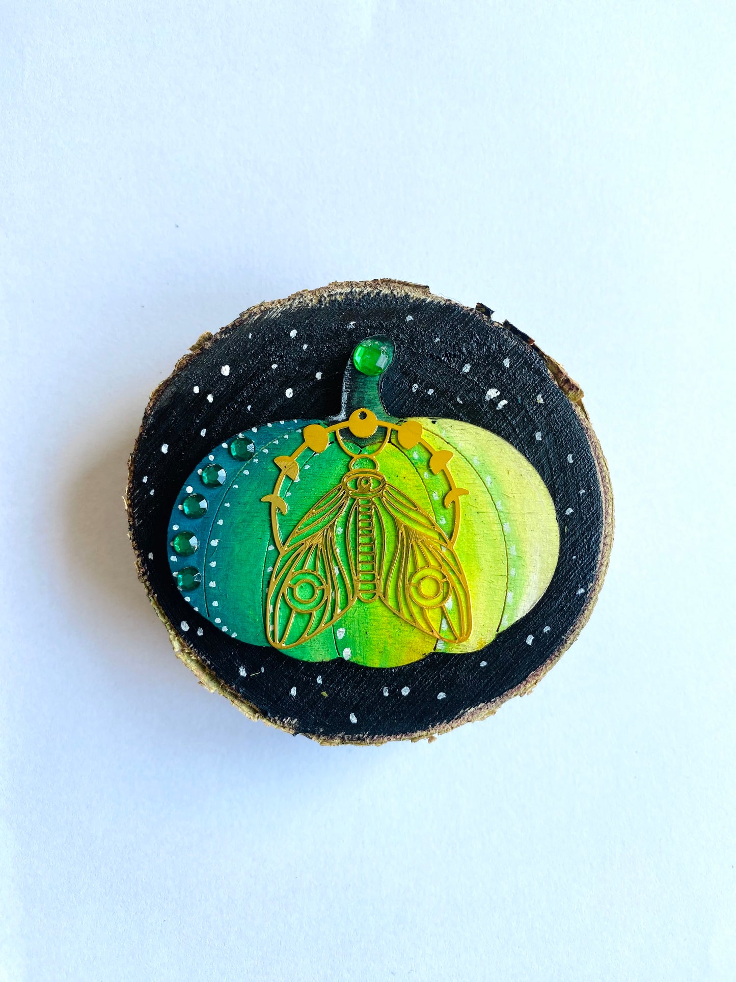Hand-painted wood slice pumpkin MAGNET / Kézzel festett tökös fakorong mágnes