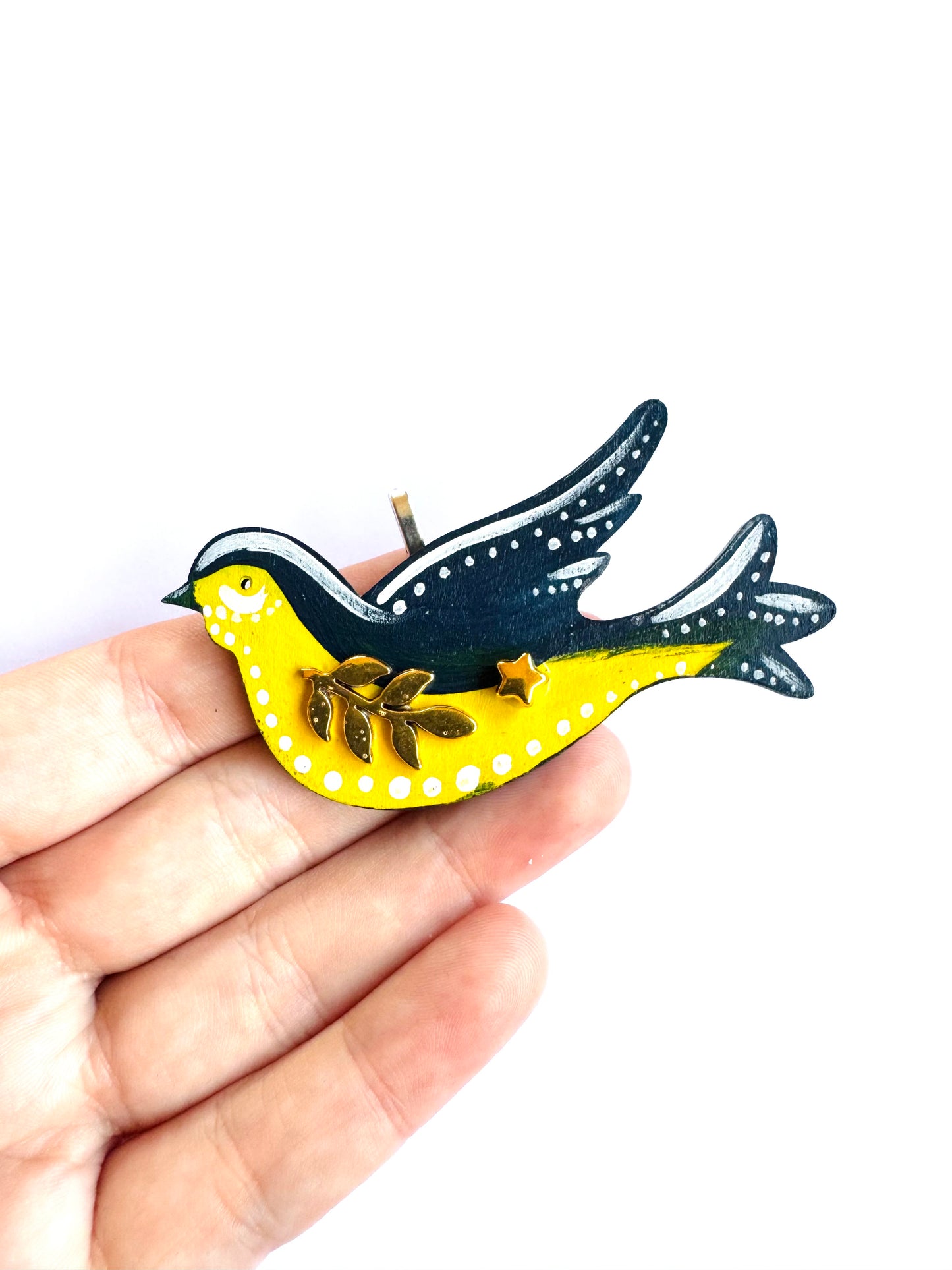 Hand-painted wooden 2 in 1 bird brooch/pendant (Springcollection) / Kézzel festett mini fa 2 az 1-ben madárka bross/medál