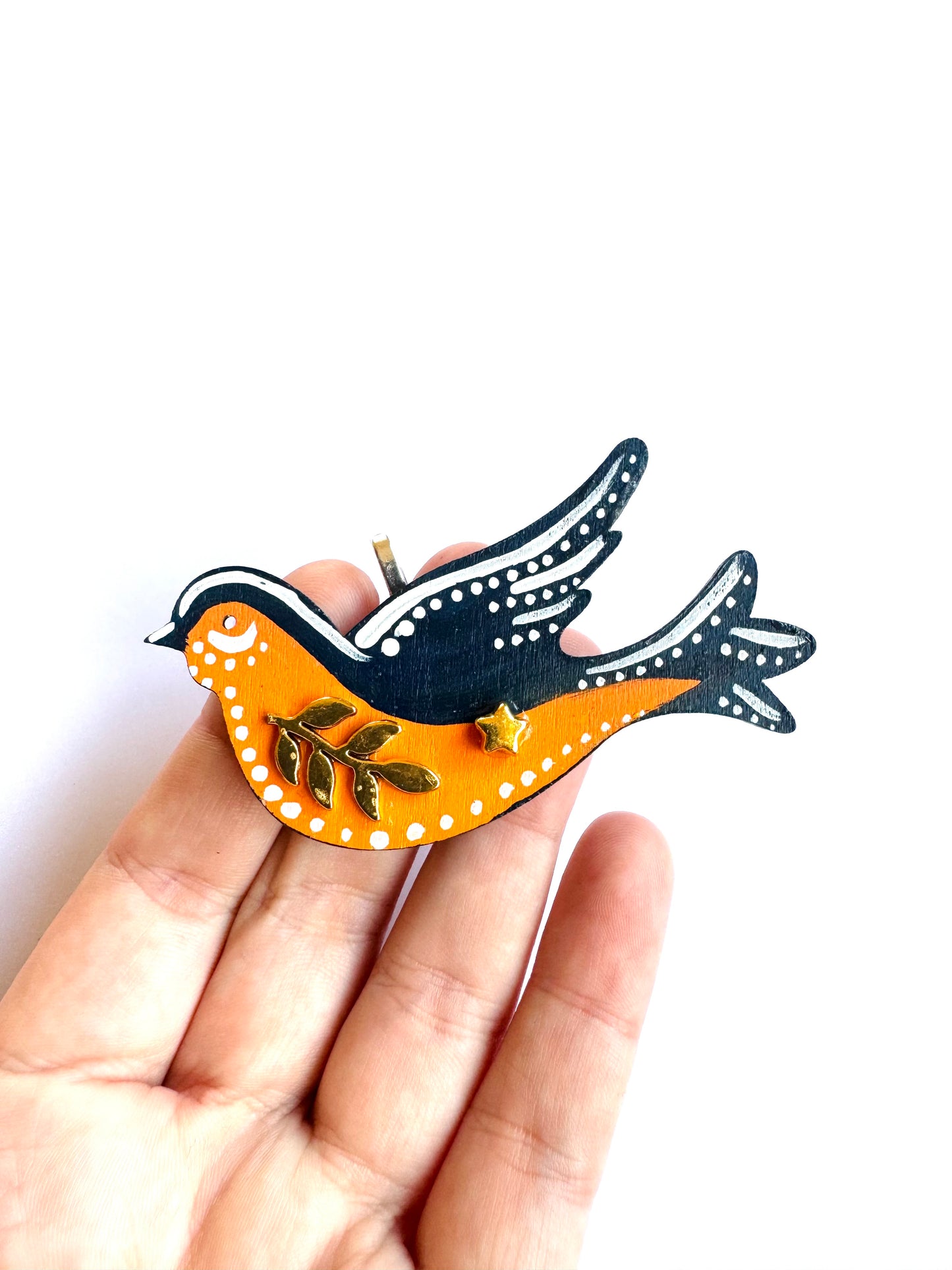 Hand-painted wooden 2 in 1 bird brooch/pendant (Springcollection) / Kézzel festett mini fa 2 az 1-ben madárka bross/medál