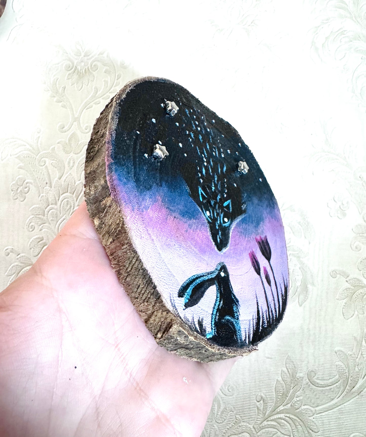 Hand-painted mini wood slice MAGNET / Kézzel festett mini fakorong mágnes