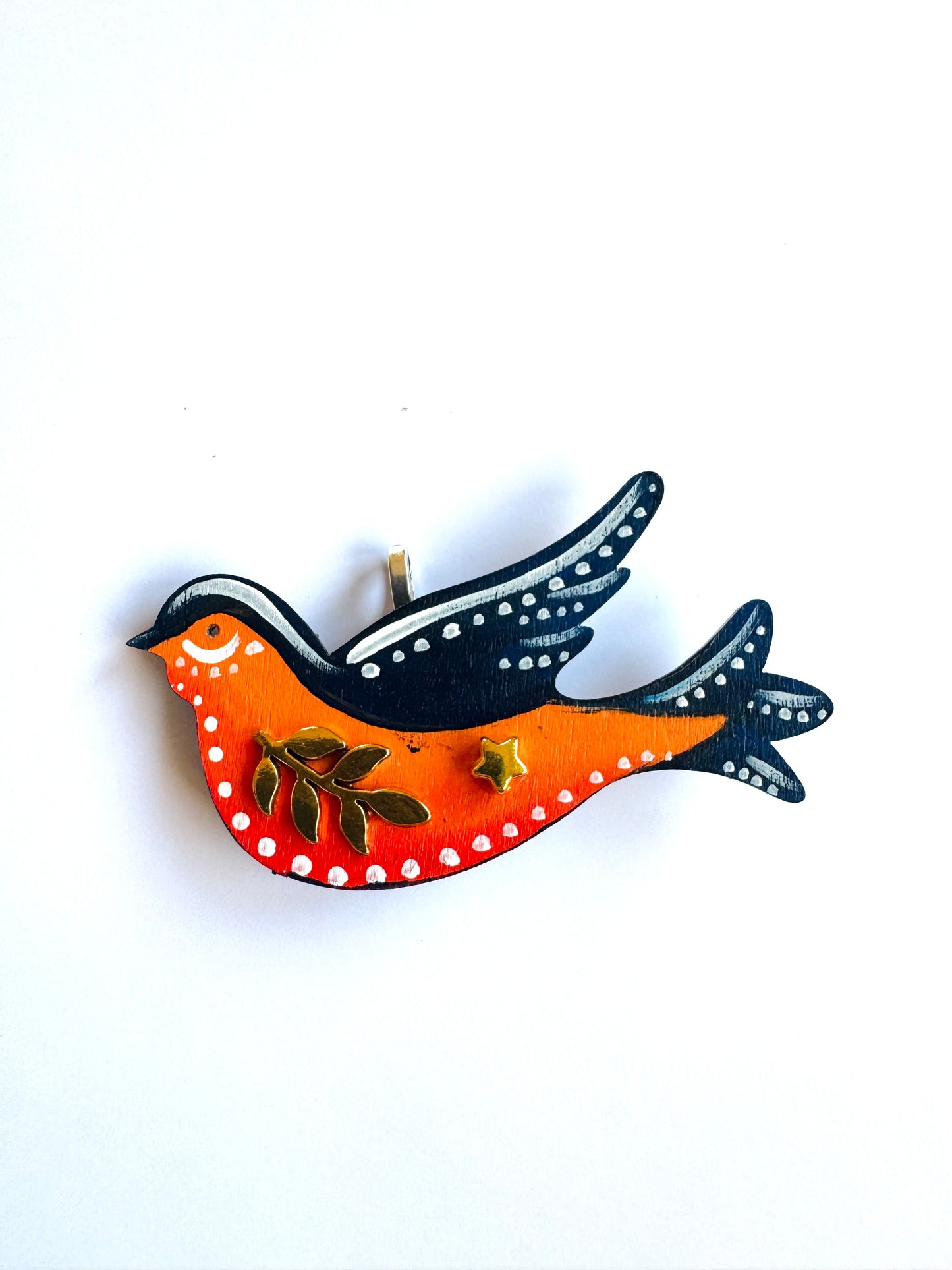 Hand-painted wooden 2 in 1 bird brooch/pendant (Springcollection) / Kézzel festett mini fa 2 az 1-ben madárka bross/medál