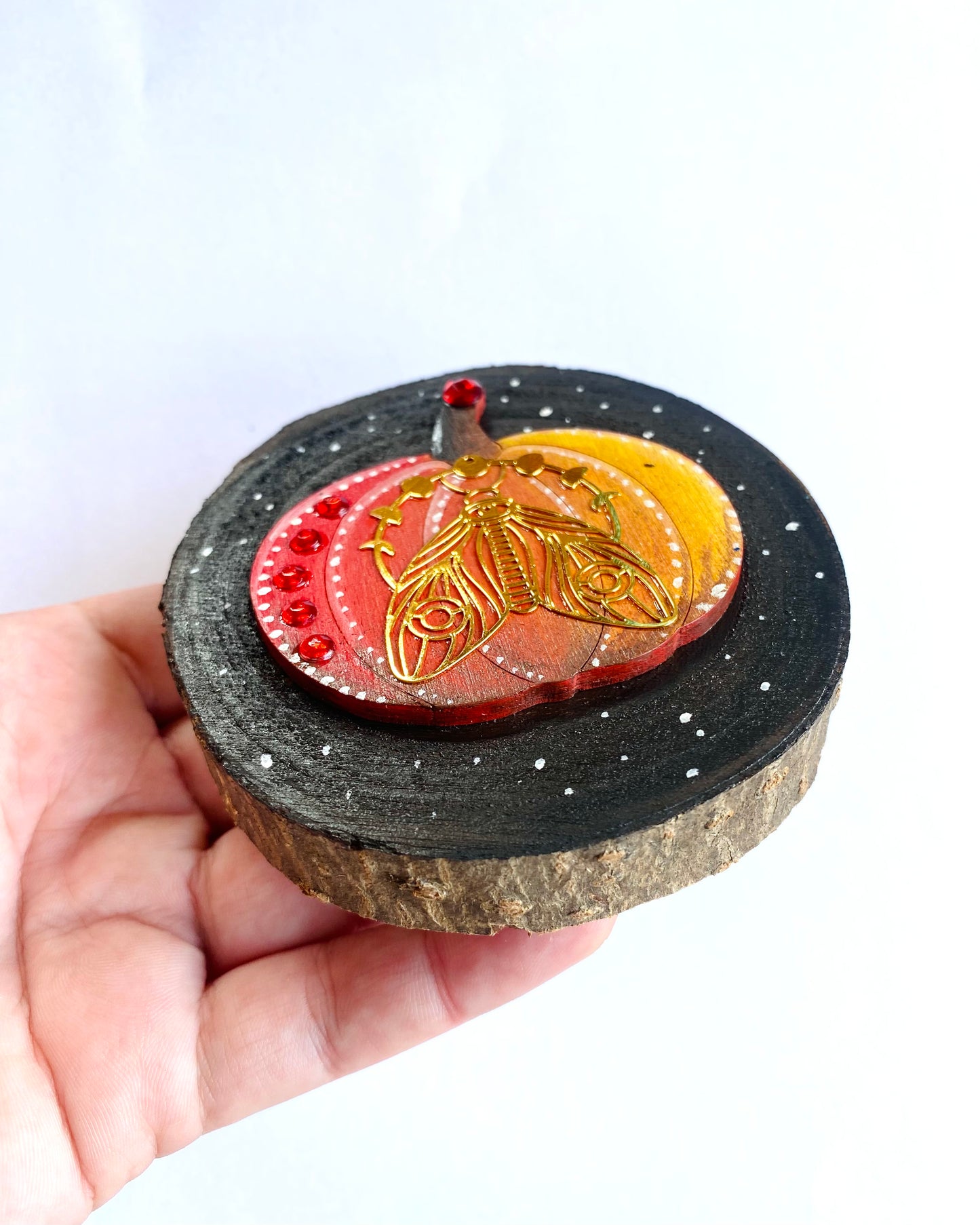 Hand-painted wood slice pumpkin MAGNET / Kézzel festett tökös fakorong mágnes