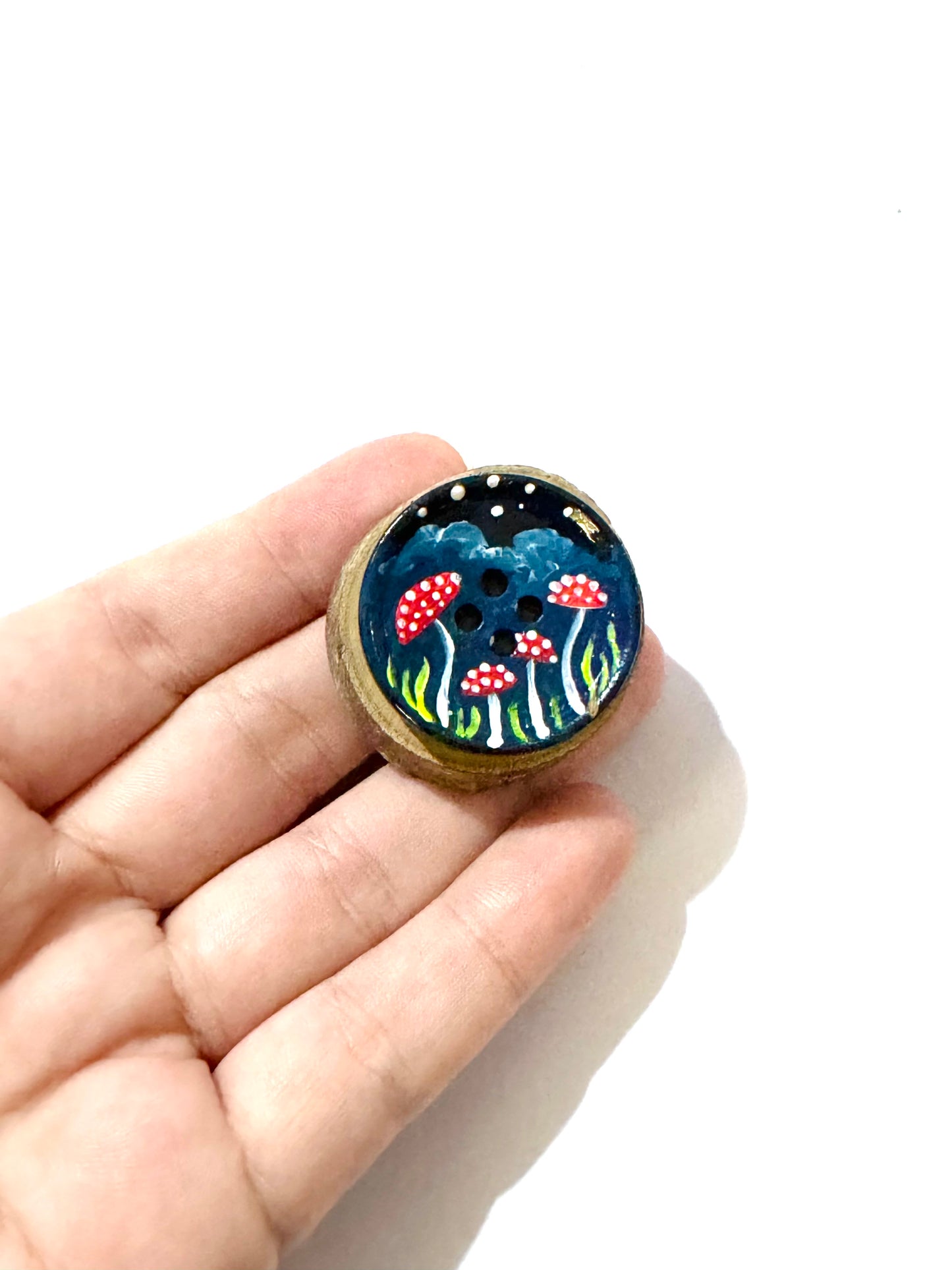 Hand-painted mini wood & button MAGNET / Kézzel festett mini fakorong & gomb MÁGNES