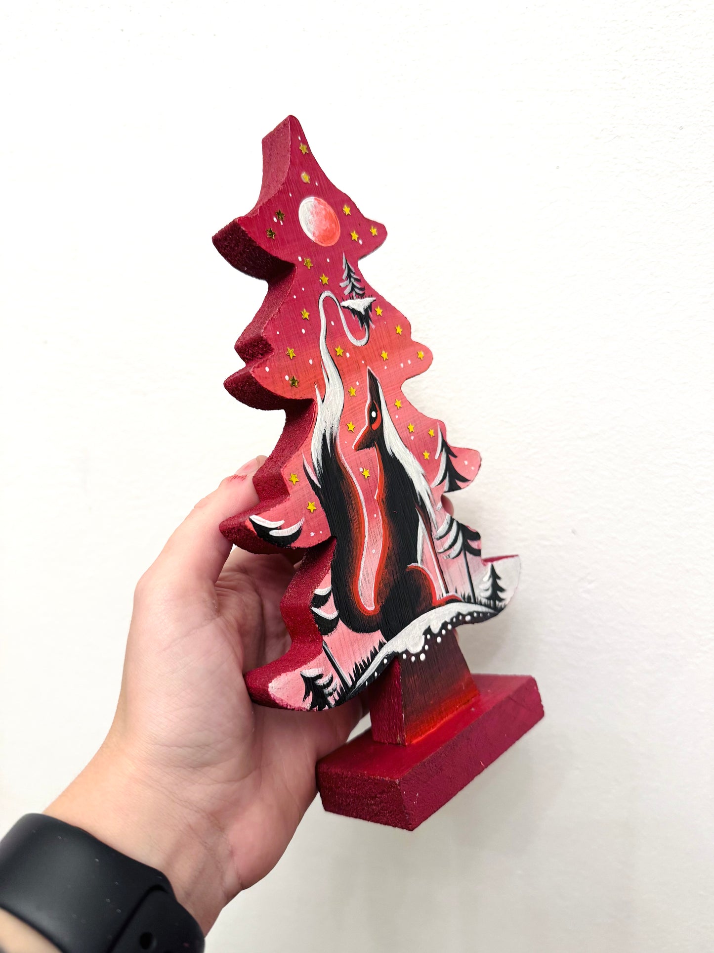 Hand-painted pine tree figurine SMALLER / Kézzel festett fenyőfa figura KISEBB