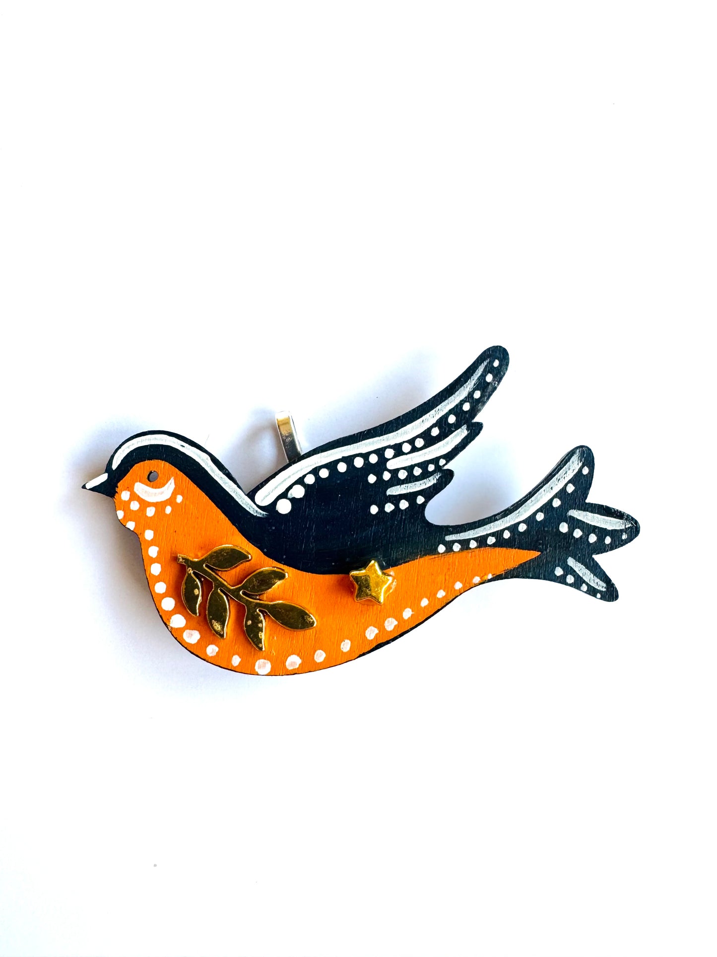 Hand-painted wooden 2 in 1 bird brooch/pendant (Springcollection) / Kézzel festett mini fa 2 az 1-ben madárka bross/medál