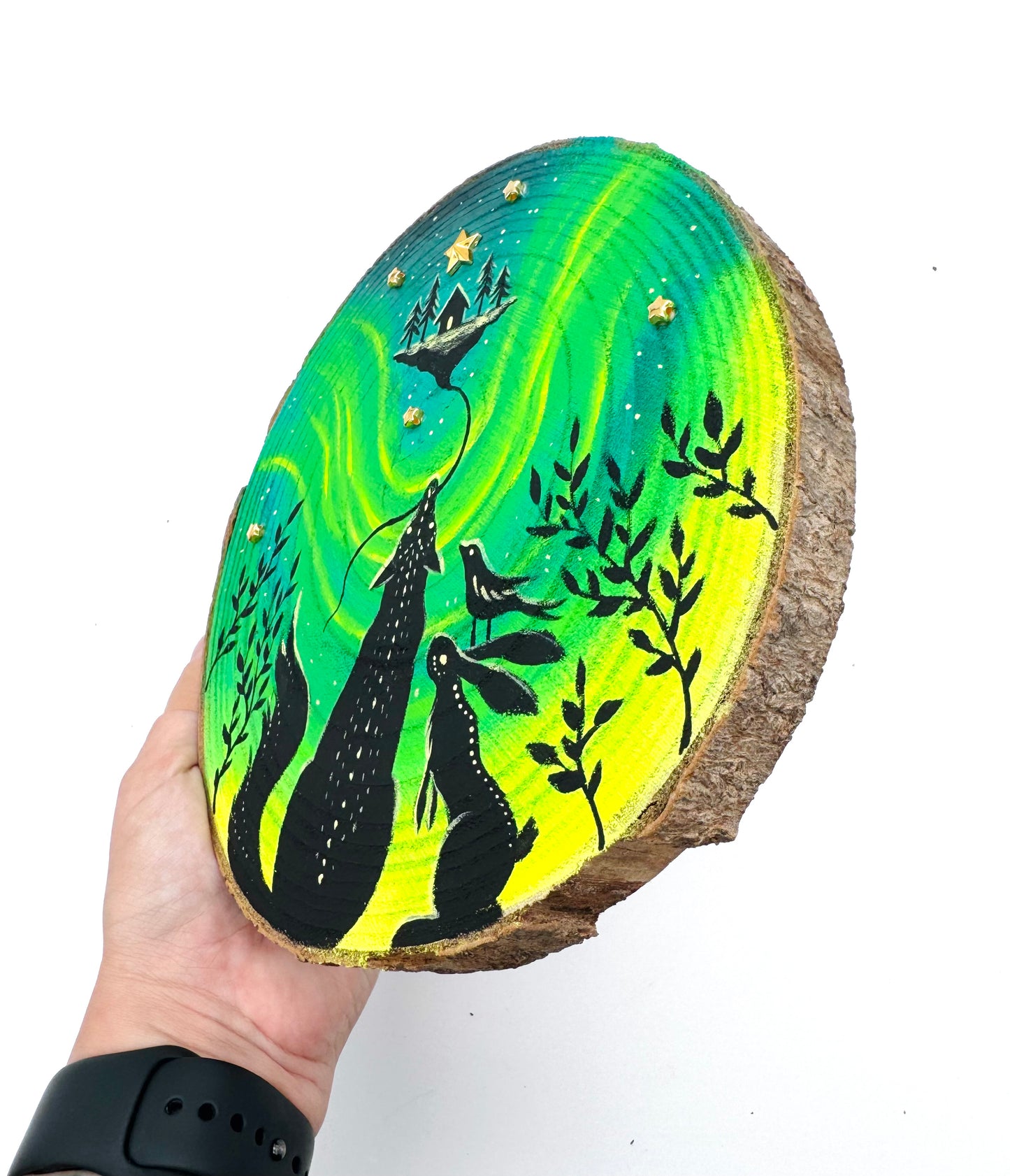 MEDIUM round hand-painted wood slice / Közepes méretű kerek kézzel festett fakorong