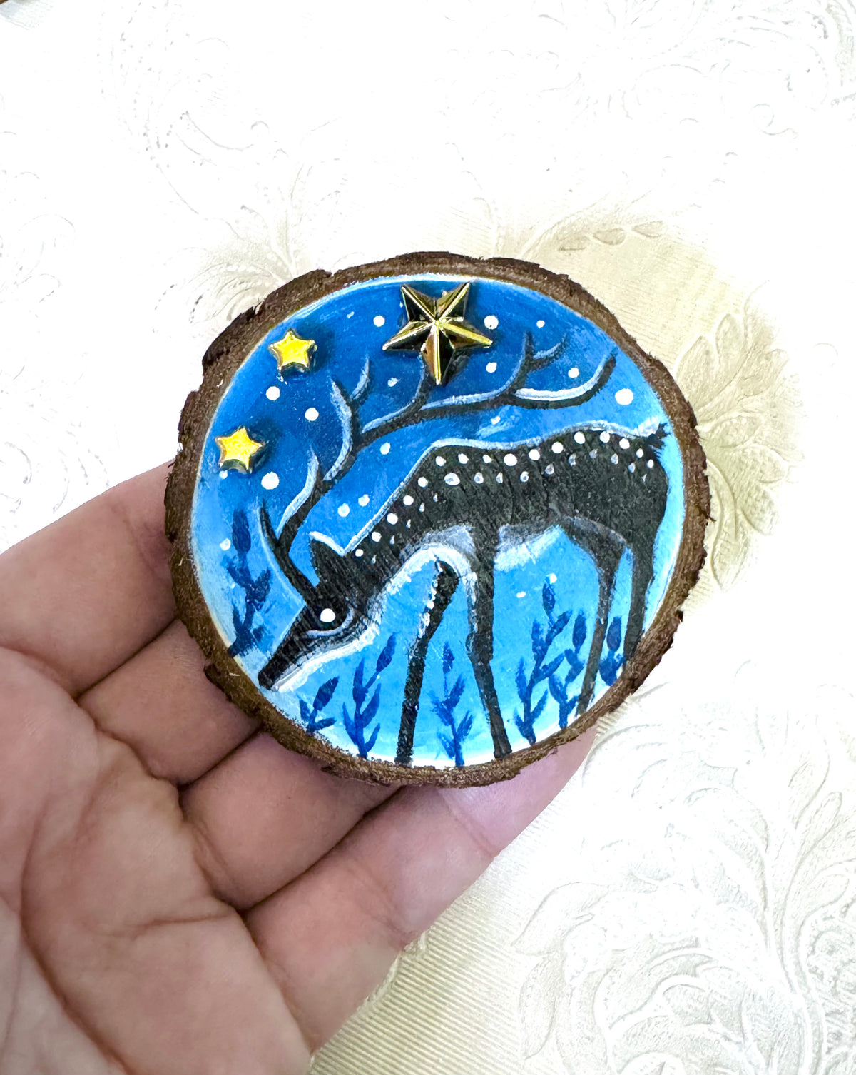 Hand-painted mini wood slice MAGNET / Kézzel festett mini fakorong mágnes