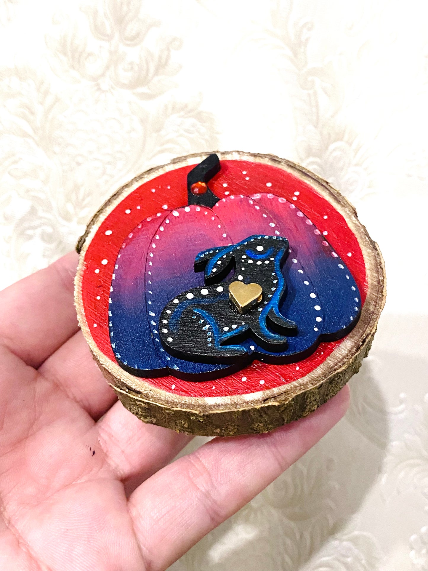 Hand-painted mini wood slice MAGNET / Kézzel festett mini fakorong mágnes