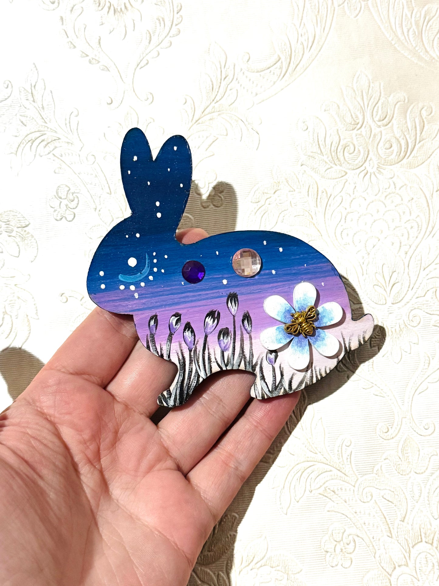 Hand-painted rabbit MAGNET / Kézzel festett nyuszi mágnes