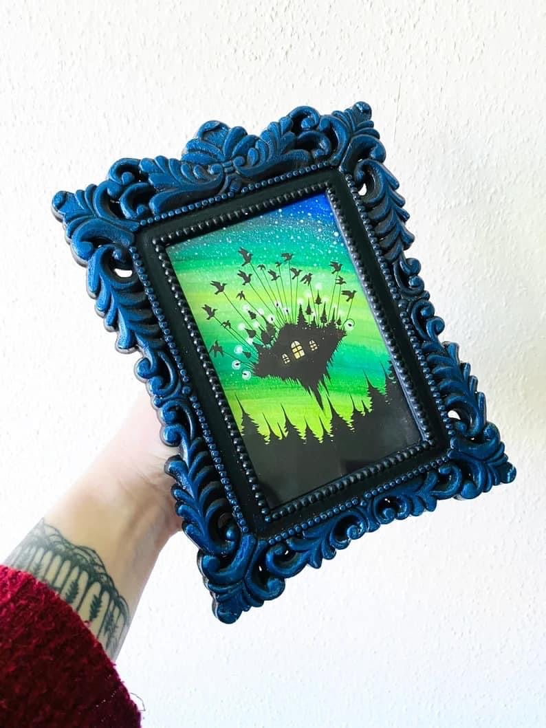 Gerahmter Mini-Kunstdruck in einem verzierten Rahmen / Mini keretezett művészi nyomat díszes keretben