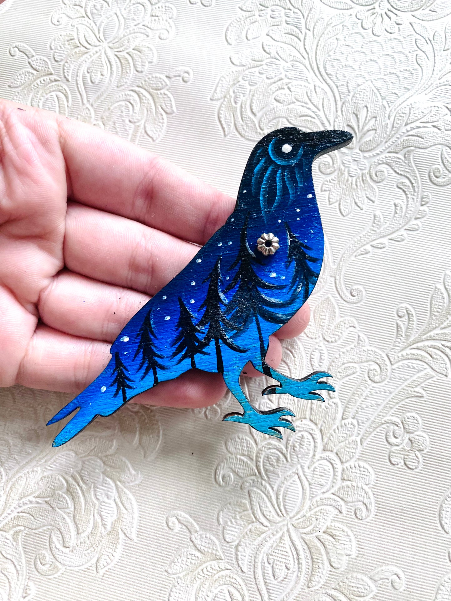 Hand-painted crow magnet / Kézzel festett varjú mágnes
