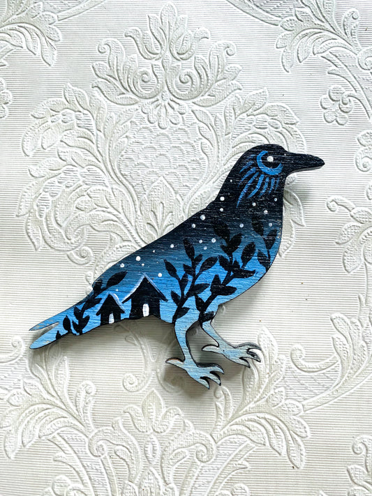 Hand-painted crow magnet / Kézzel festett varjú mágnes