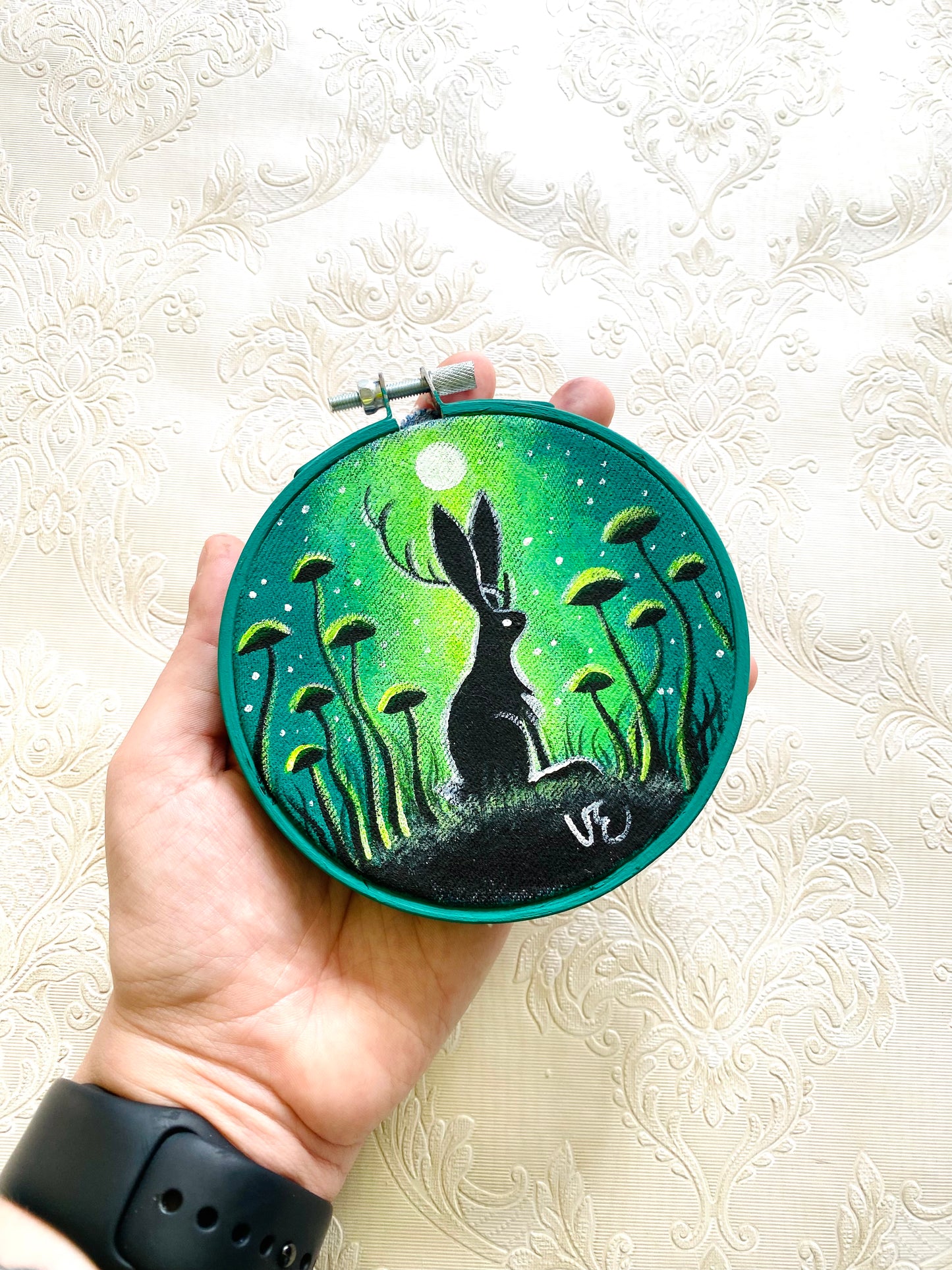 Originales Acrylgemälde auf Upcycling-Denim / Eredeti akrilfestmény farmeranyagra
