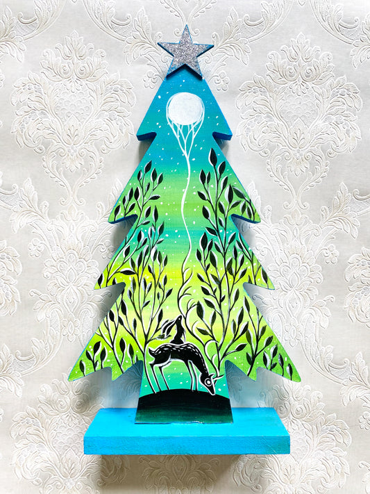 Hand-painted pine tree figurine LARGER / Kézzel festett fenyőfa figura NAGYOBB