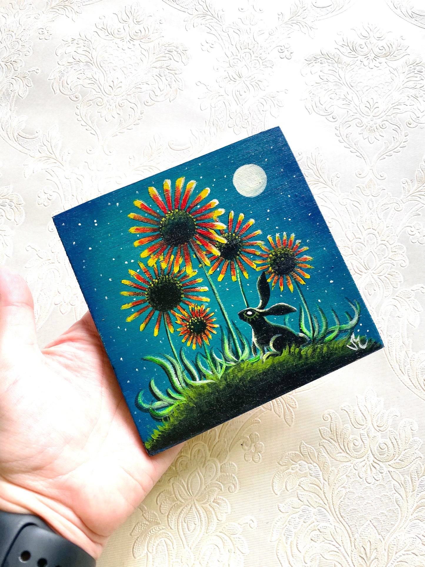 Hand-painted LARGER square magnet / Kézzel festett NAGYOBB négyzetes mágnes