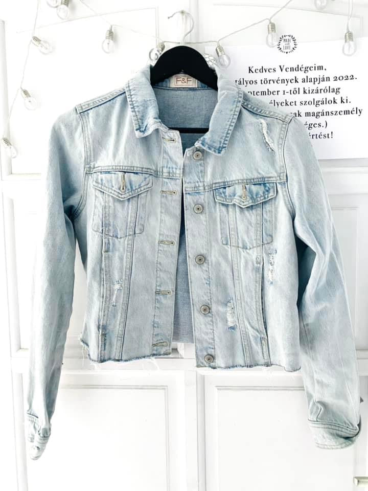 HANDBEMALTE Jeansjacke „Spring Blossom Tree“ / KÉZZEL FESTETT farmerkabát, mintgrün
