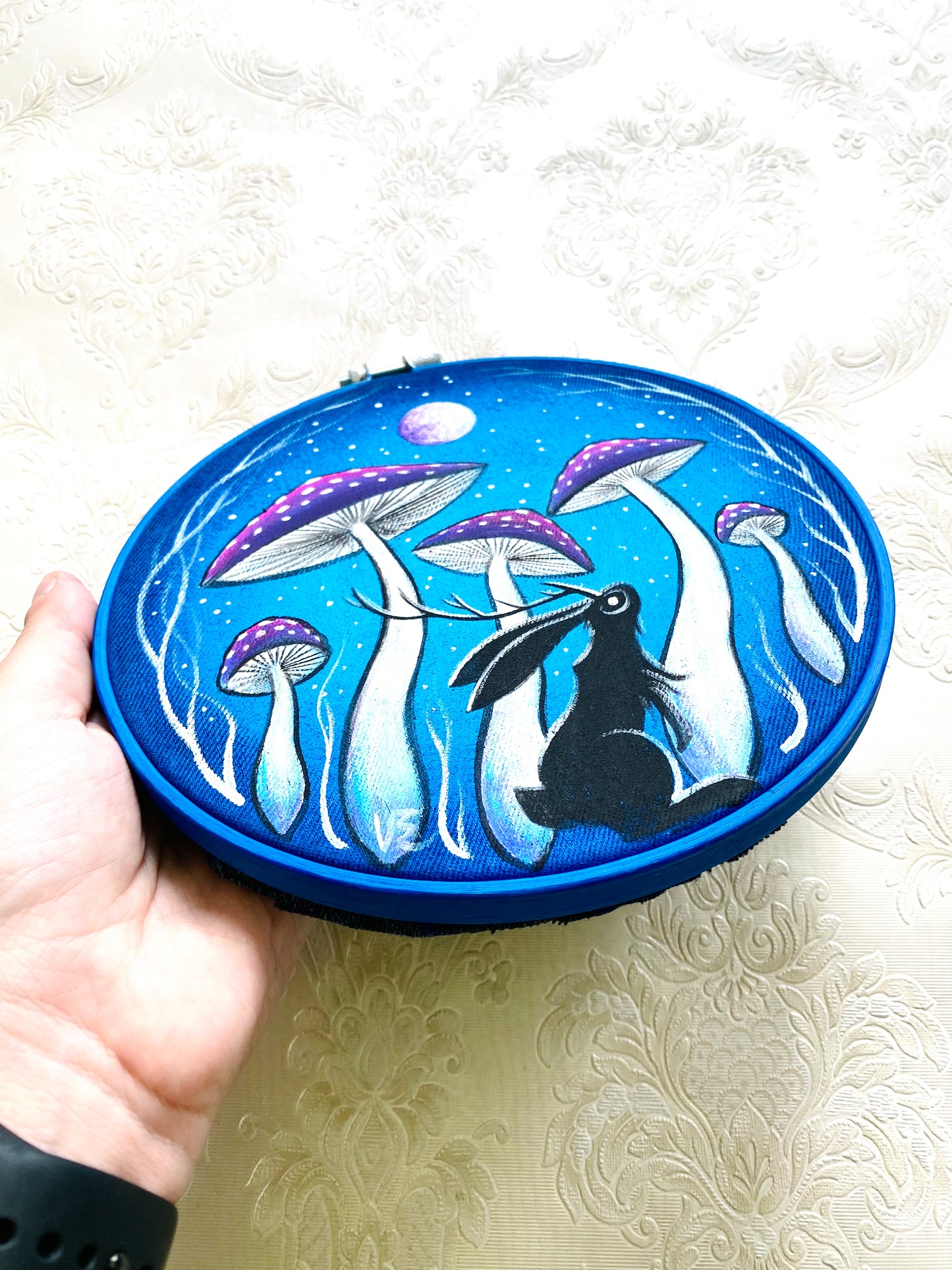 Originales Acrylgemälde auf Upcycling-Denim / Eredeti akrilfestmény farmerre