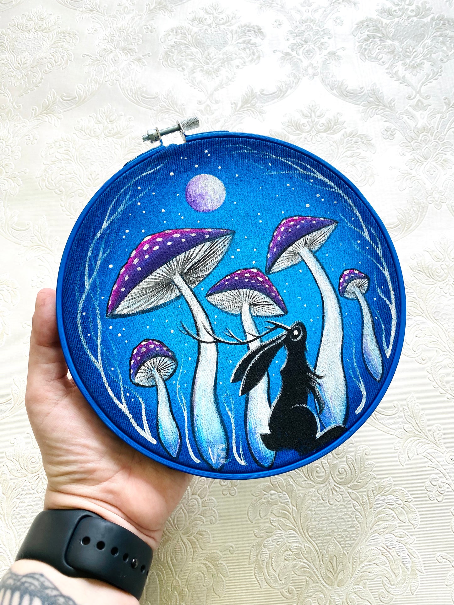 Originales Acrylgemälde auf Upcycling-Denim / Eredeti akrilfestmény farmerre