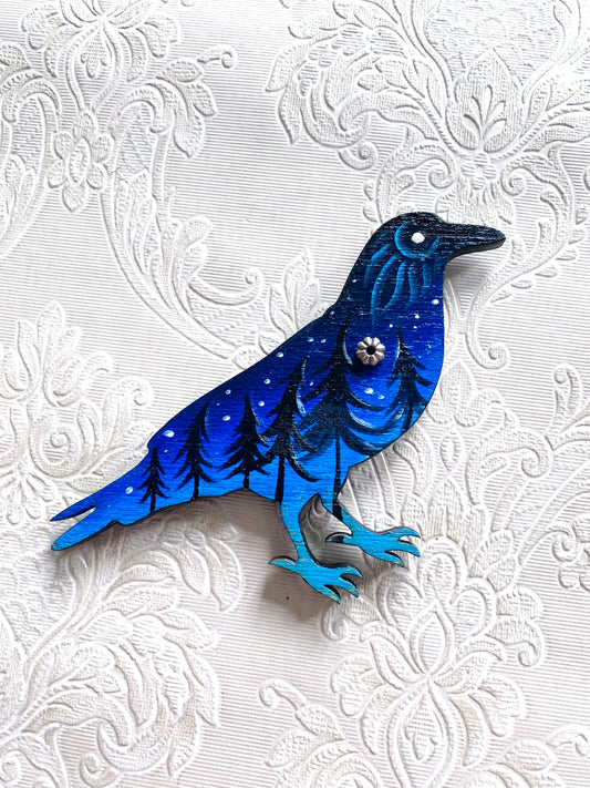 Hand-painted crow magnet / Kézzel festett varjú mágnes