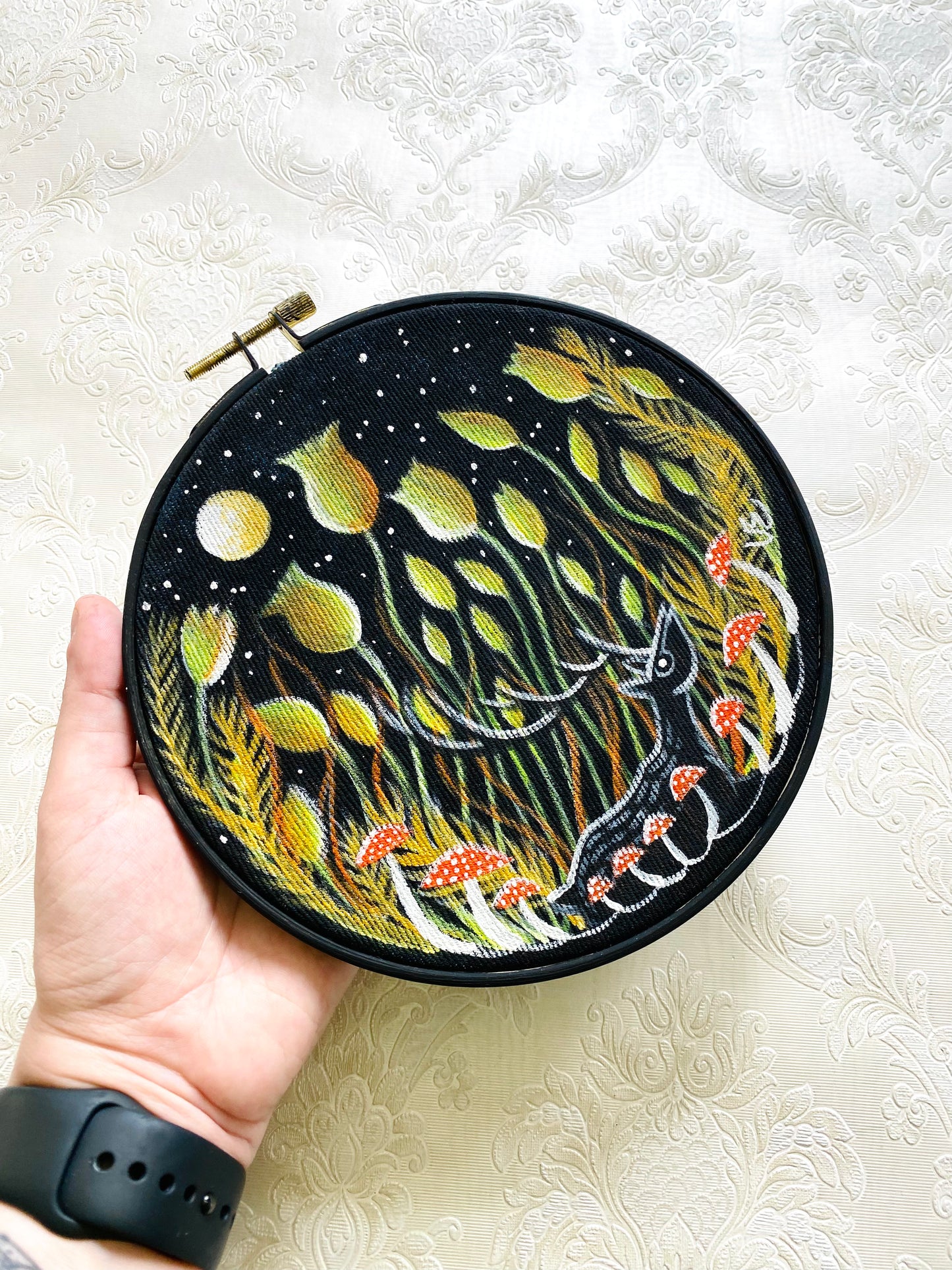 Originales Acrylgemälde auf Denim / Eredeti akrilfestmény farmerre