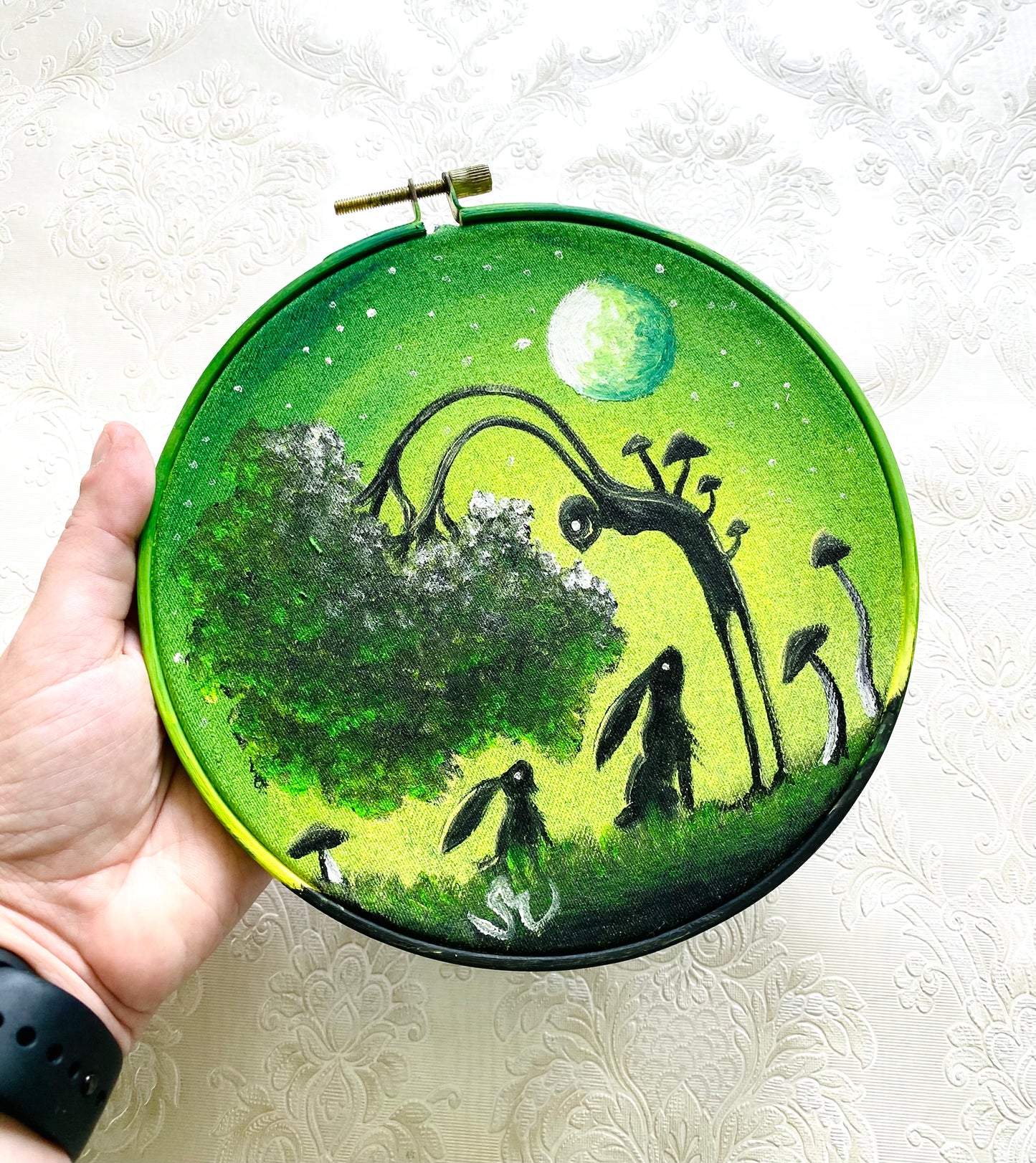 Originales Acrylgemälde auf Denim / Eredeti akrilfestmény farmerre
