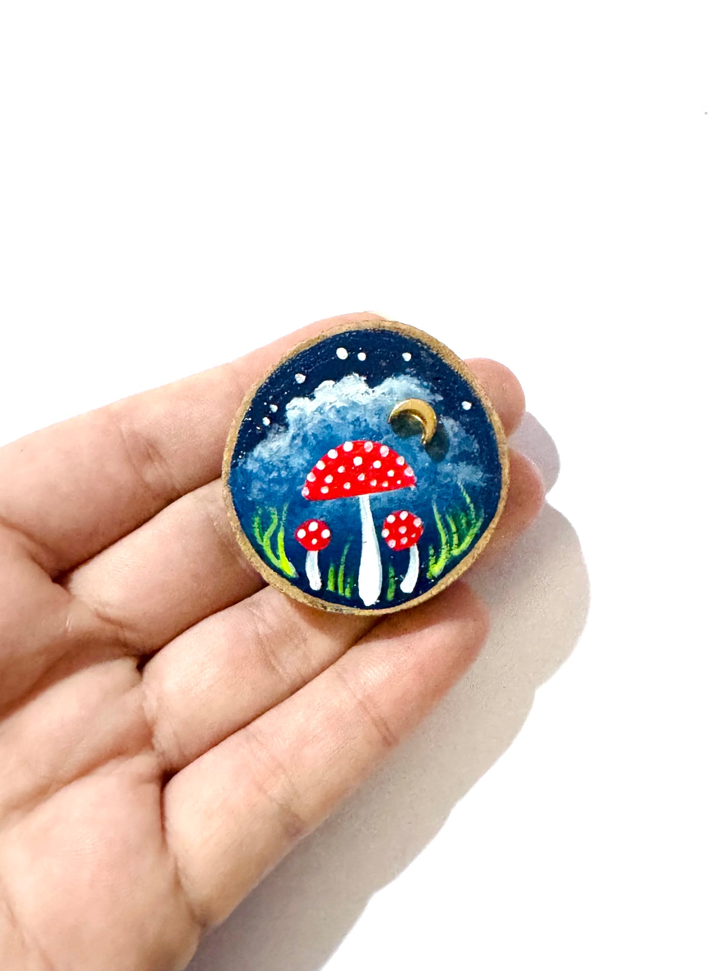 Hand-painted mini wood & steel round MAGNET / Kézzel festett mini fa & fém kerek MÁGNES