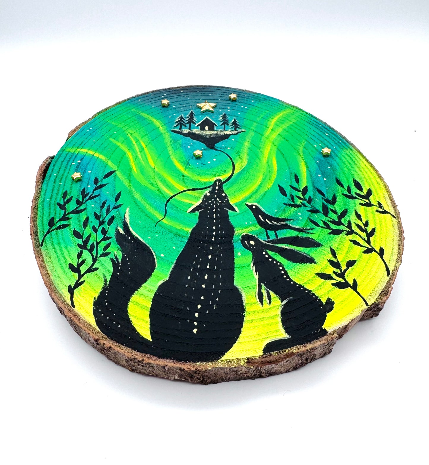 MEDIUM round hand-painted wood slice / Közepes méretű kerek kézzel festett fakorong
